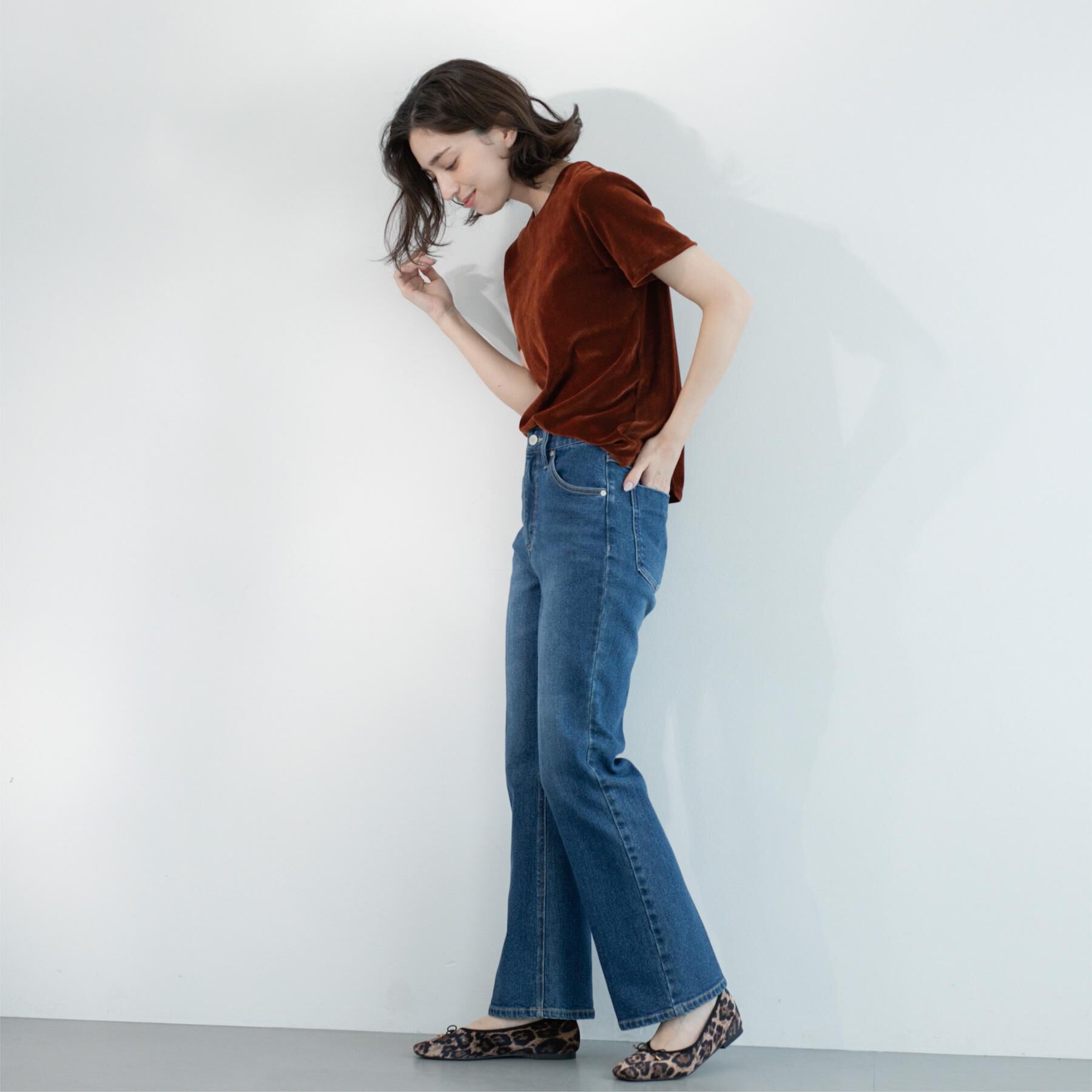 OPAQUE.CLIP「ストレッチセミフレアデニム【洗濯機洗い可】《SS-LLサイズ》」|デニム|