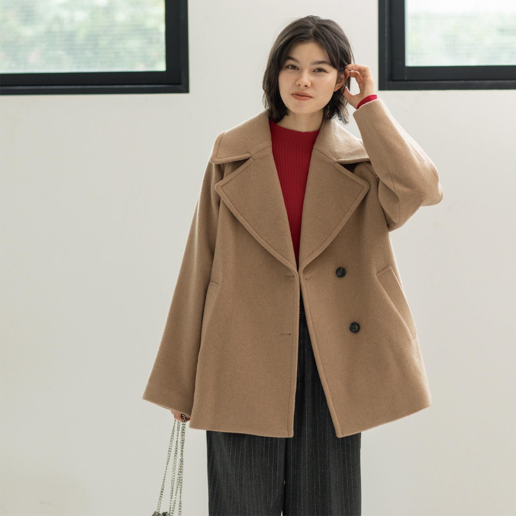 OPAQUE.CLIP「カシミヤブレンドウールミドルピーコート」|ピーコート|