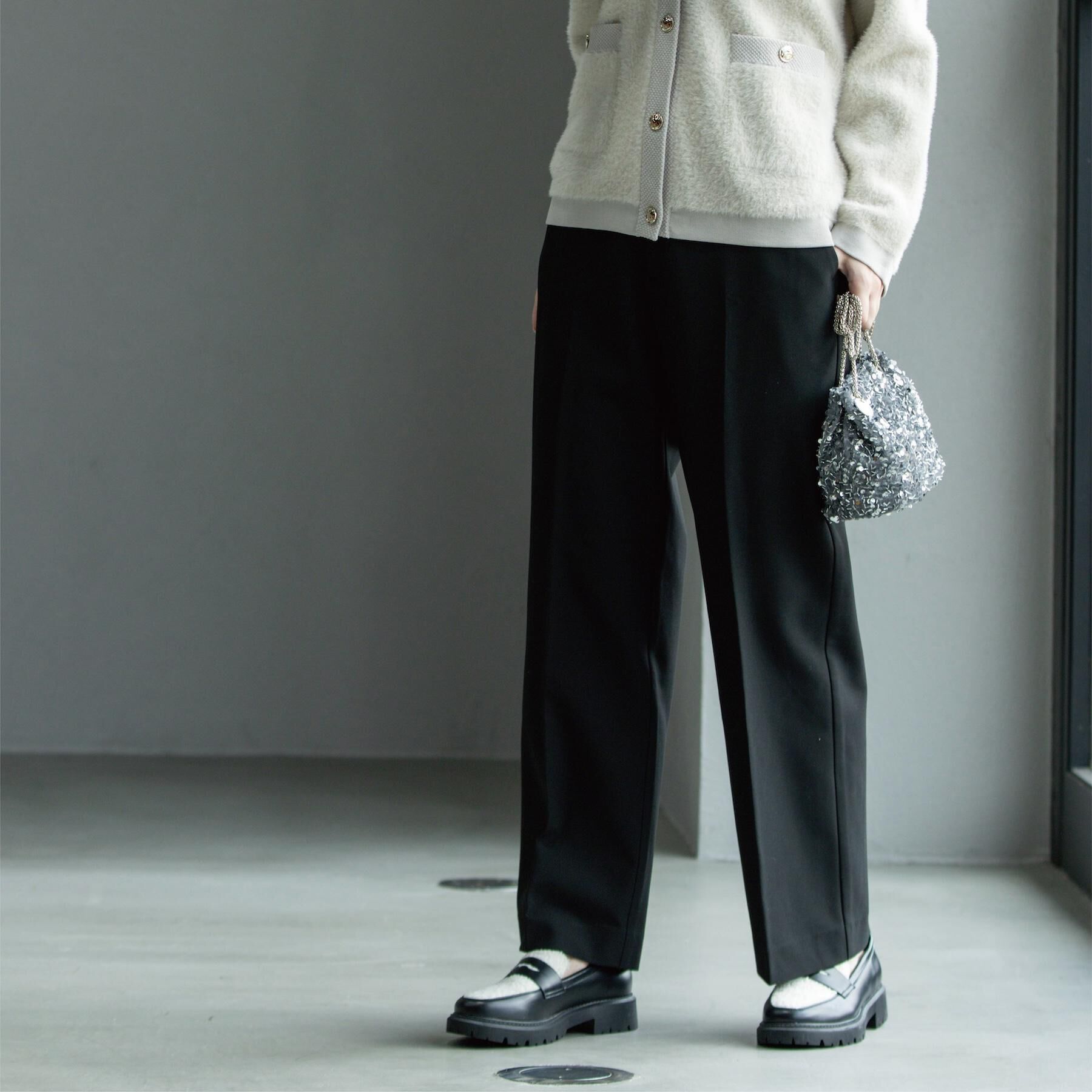 OPAQUE.CLIP「ウォームタッチ ワイドパンツ【洗濯機洗OK/ストレッチ】≪SS～LL≫」|その他|ブラック(019)