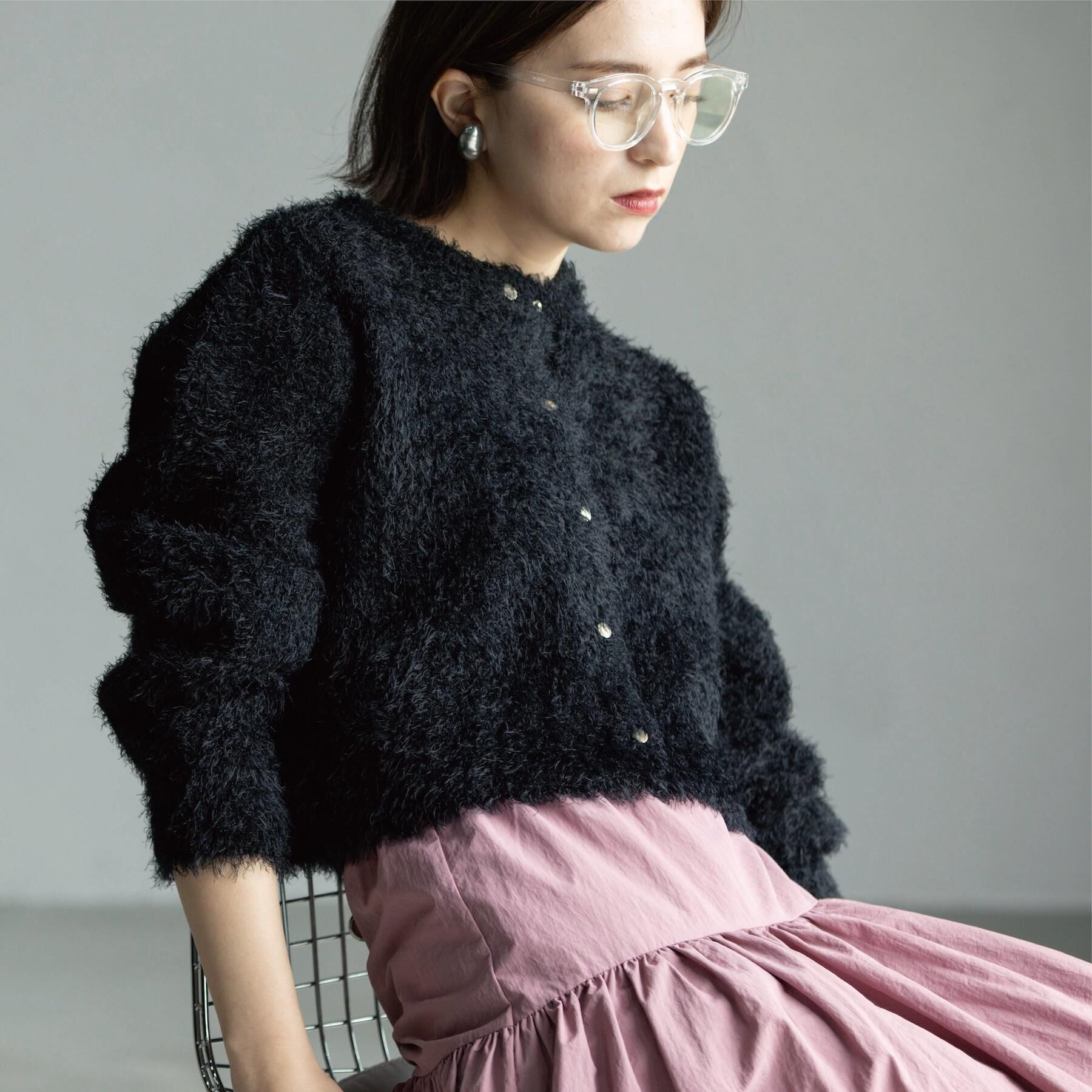 OPAQUE.CLIP「シャギーショートカーディガン【洗濯機OK】《6col》」|カーディガン|