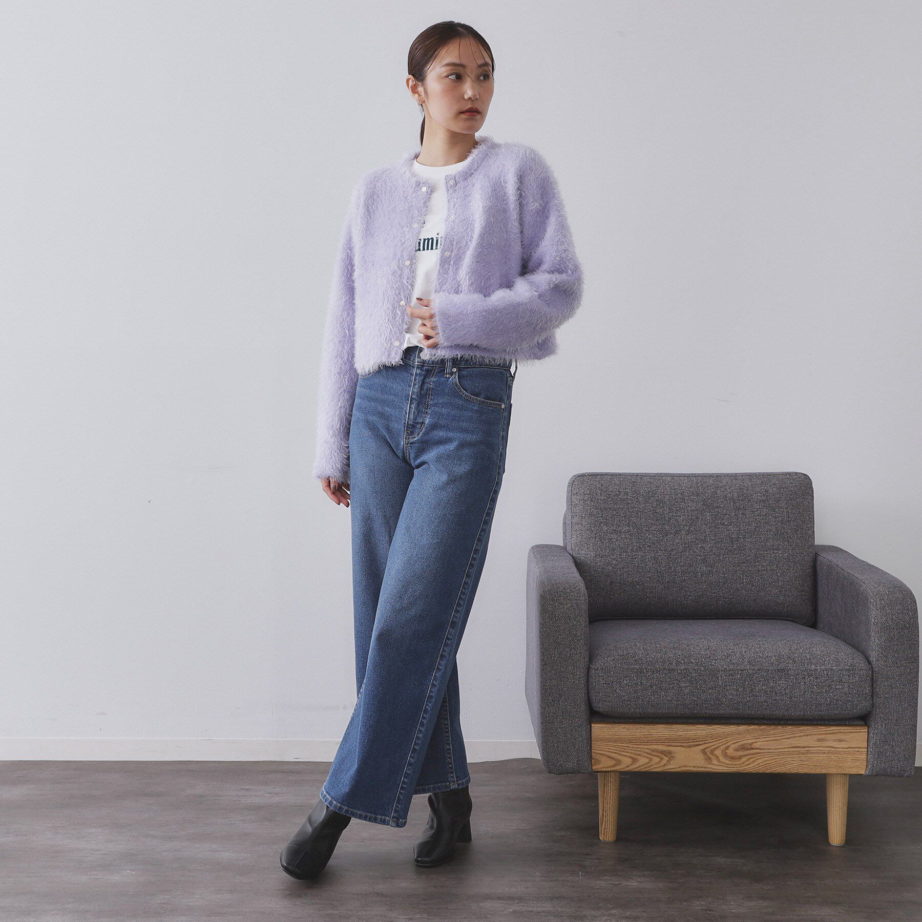 OPAQUE.CLIP「シャギーショートカーディガン【洗濯機OK】《6col》」|カーディガン|