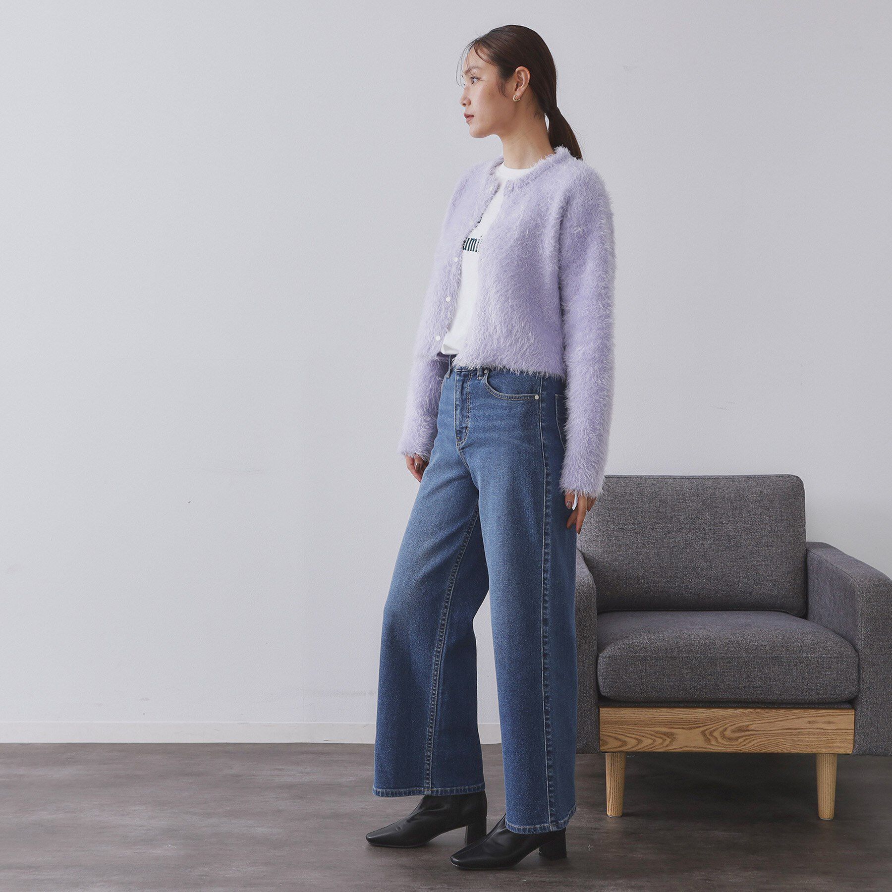 OPAQUE.CLIP「シャギーショートカーディガン【洗濯機OK】《6col》」|カーディガン|