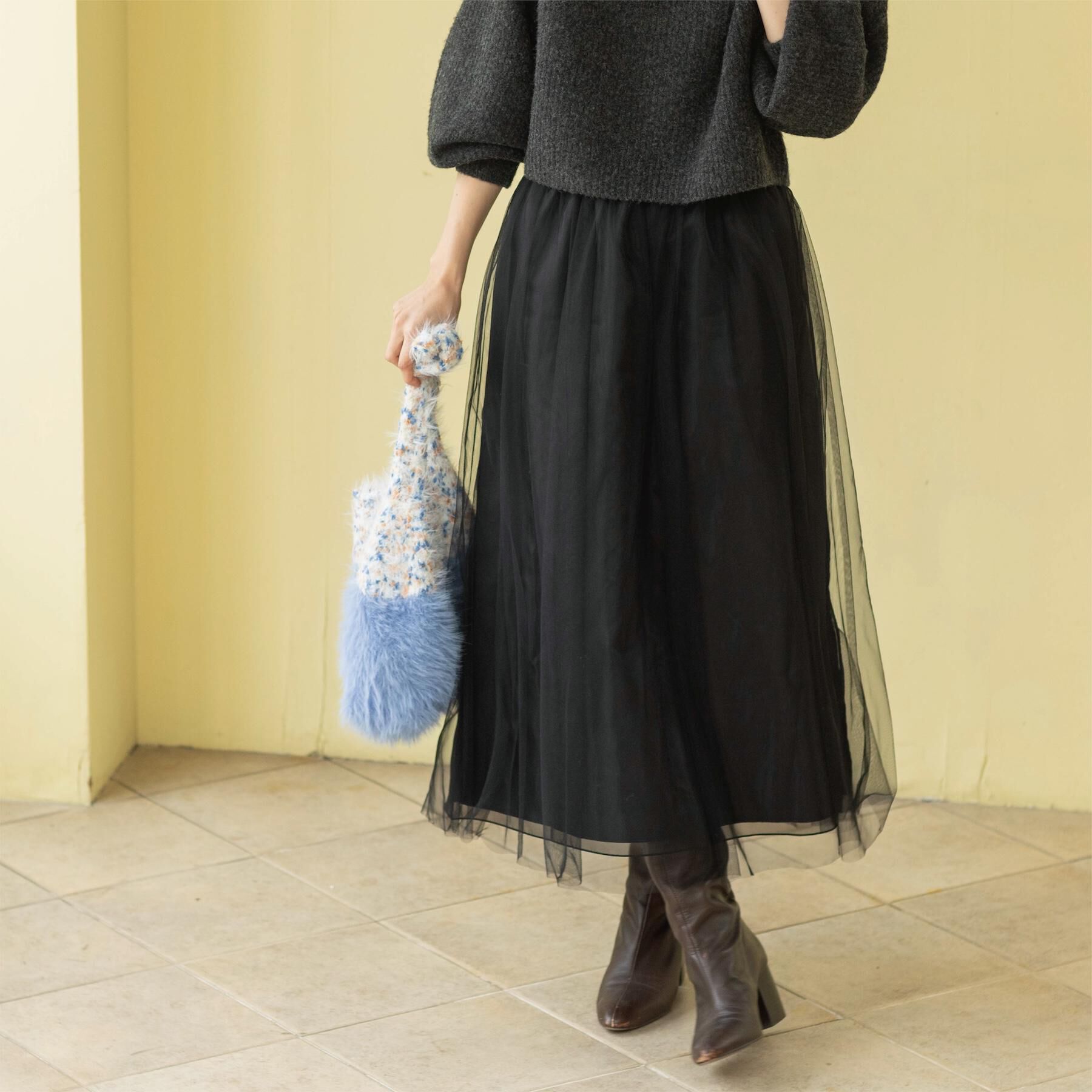 OPAQUE.CLIP「チュールイージーギャザースカート【洗濯機OK】」|スカート|