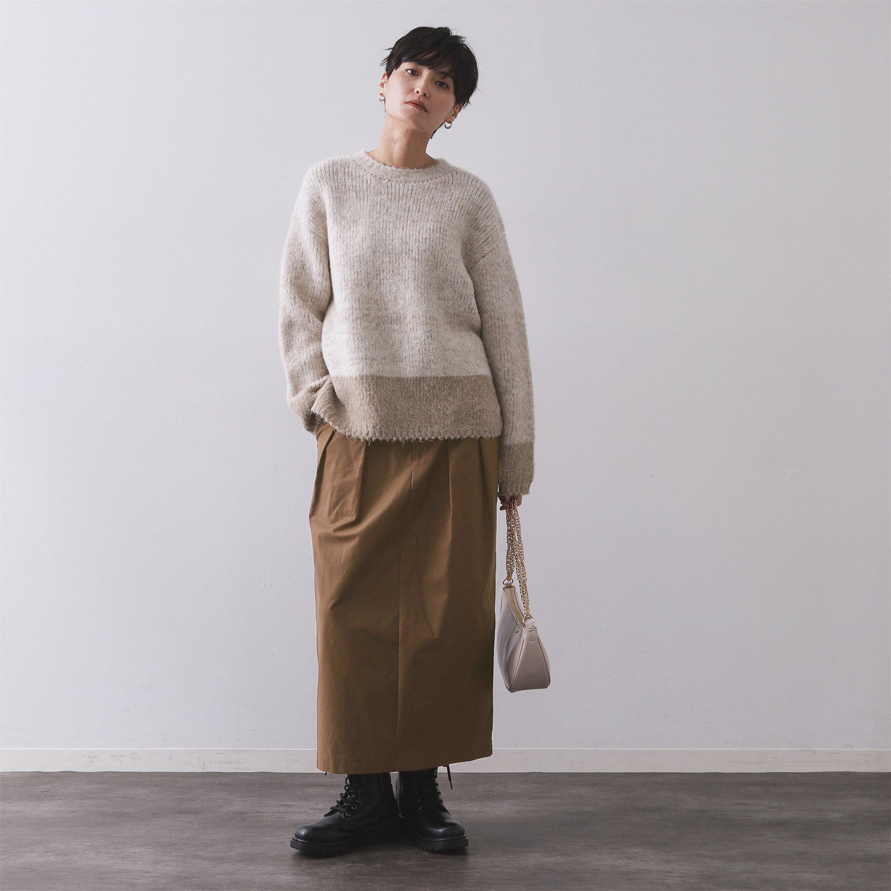 OPAQUE.CLIP「ストレッチタックナロースカート【洗濯機OK】」|スカート|