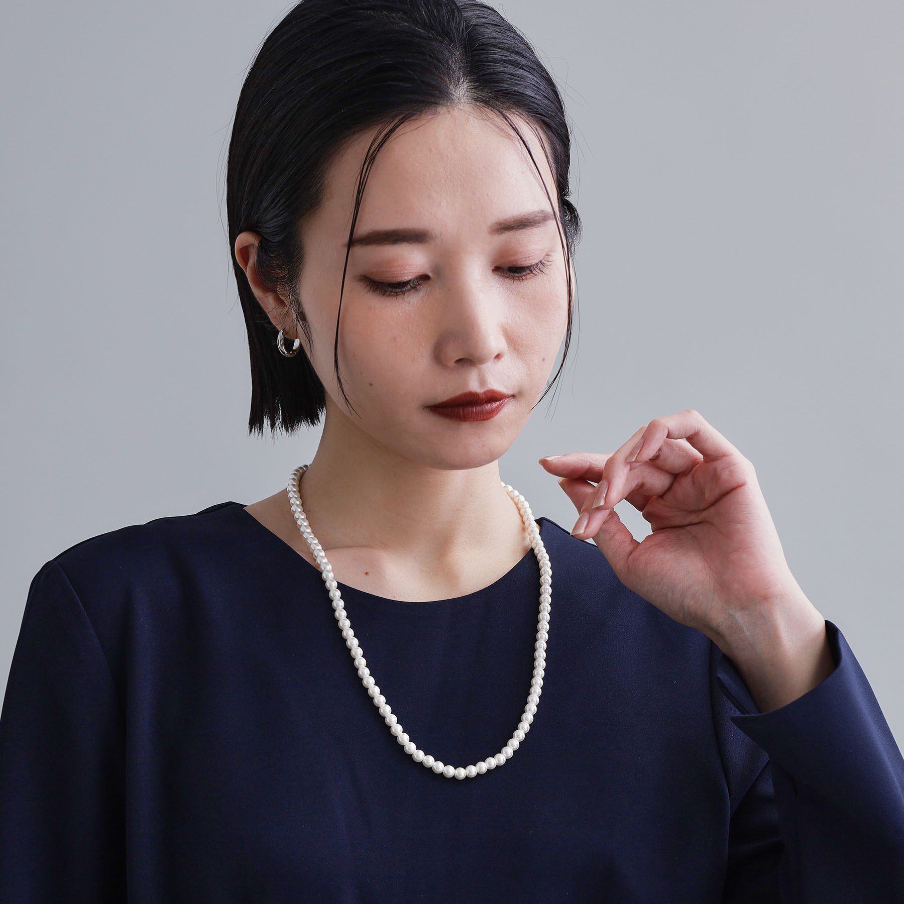 OPAQUE.CLIP「ガラスパールロングネックレス」|ネックレス|