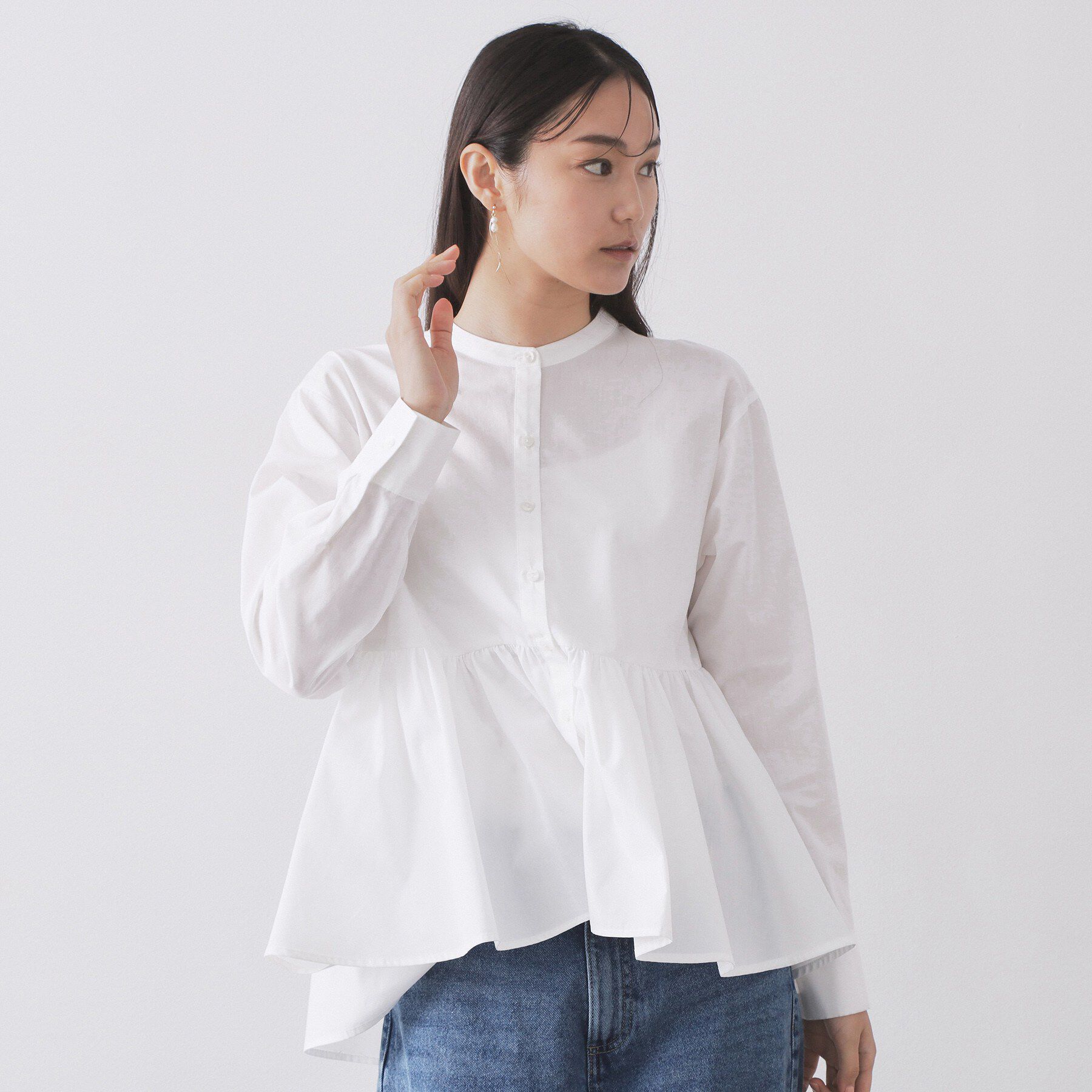 OPAQUE.CLIP「ペプラムシャツ【洗濯機OK】」|シャツ・ブラウス|ホワイト(001)