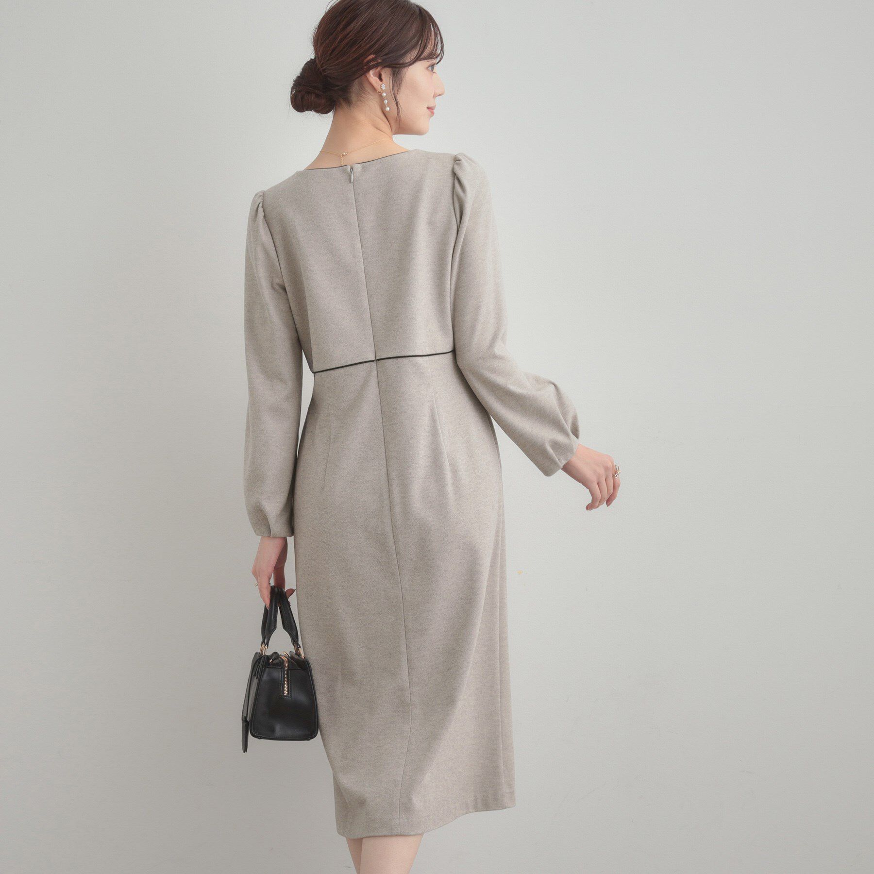 Couture broach「【通勤・起毛ポンチ】配色Aラインワンピース」|ワンピース|
