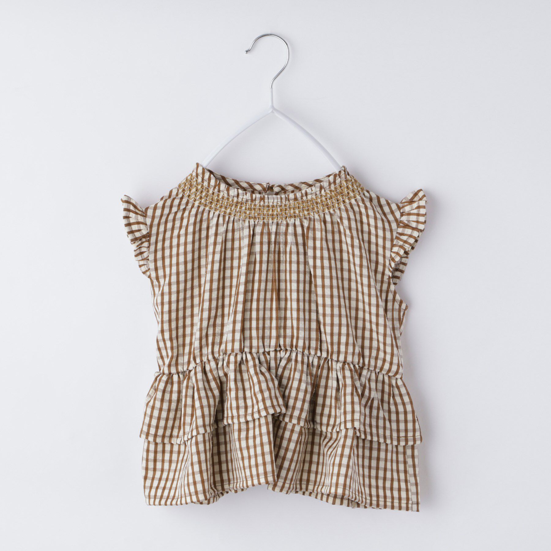 THE SHOP TK「【110-150】ギンガムチェックティアードブラウス/セットアップ可・洗濯機OK」|シャツ・ブラウス|