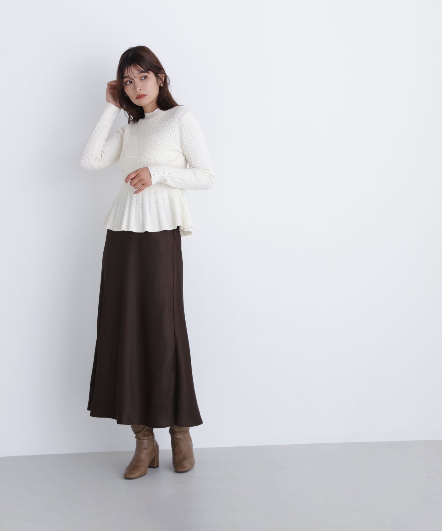  「ケーブルペプラムニット」|ニット・セーター|