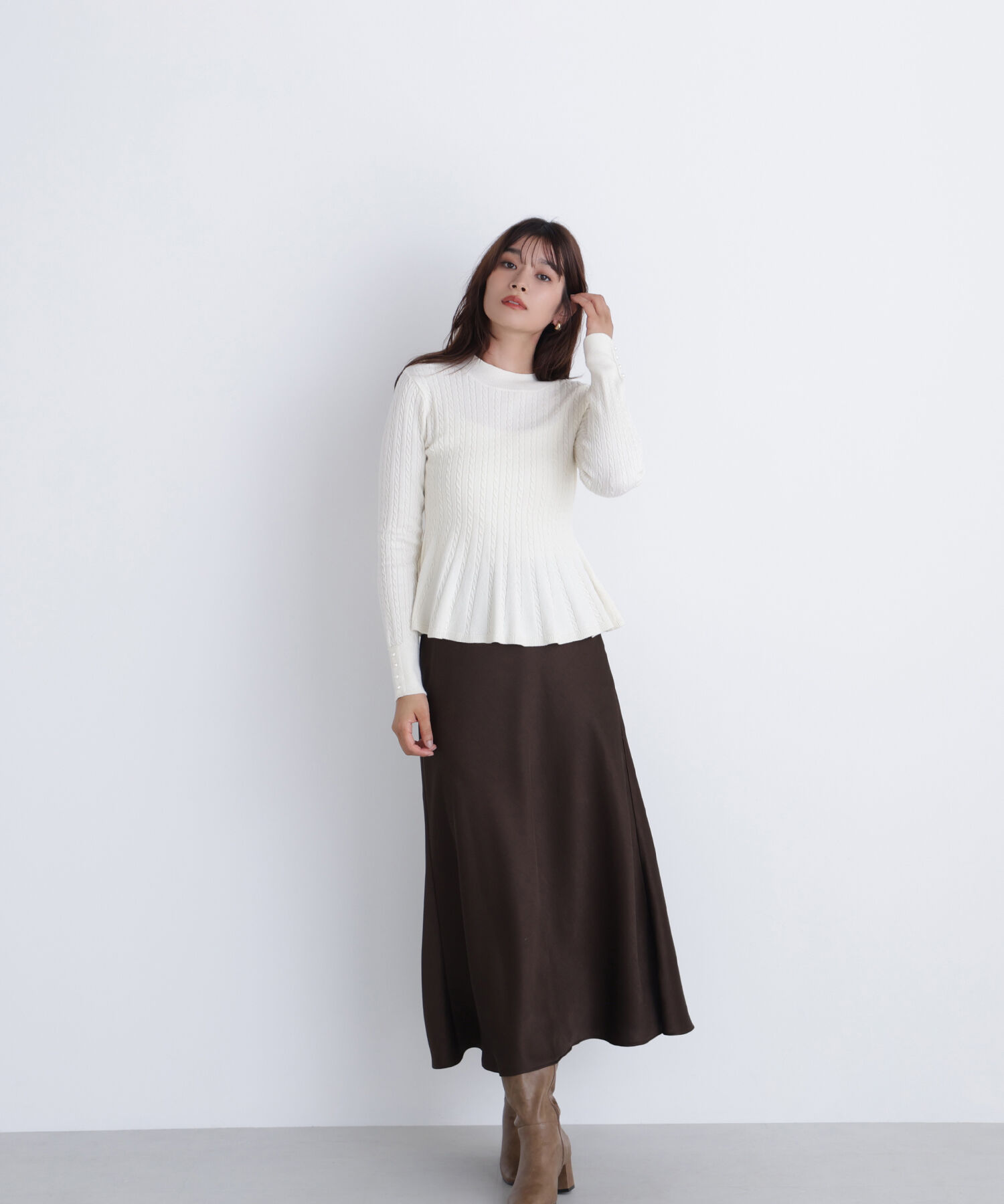  「ケーブルペプラムニット」|ニット・セーター|