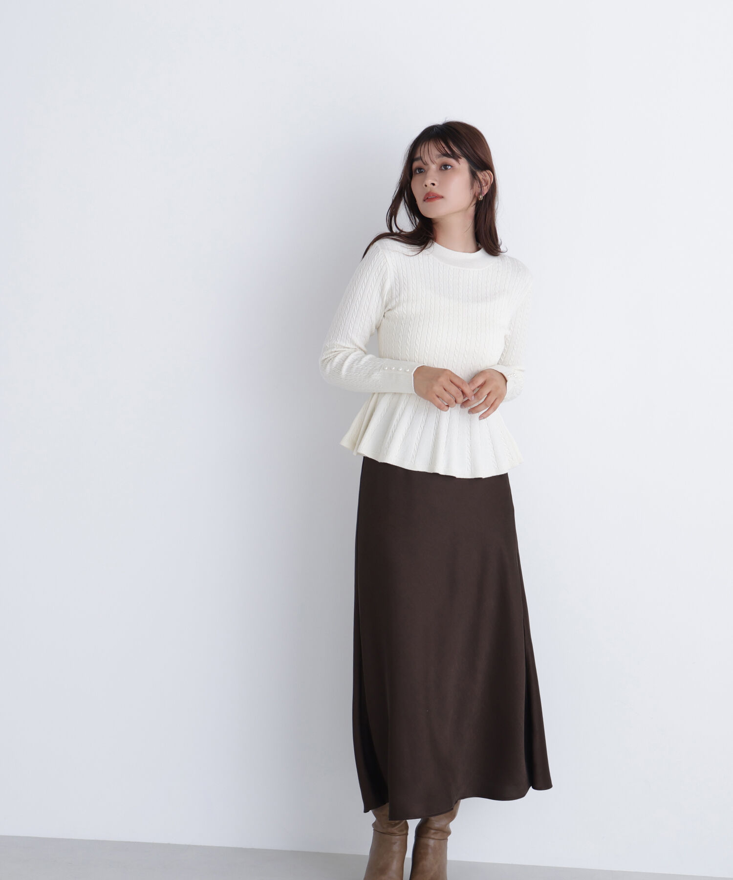  「ケーブルペプラムニット」|ニット・セーター|