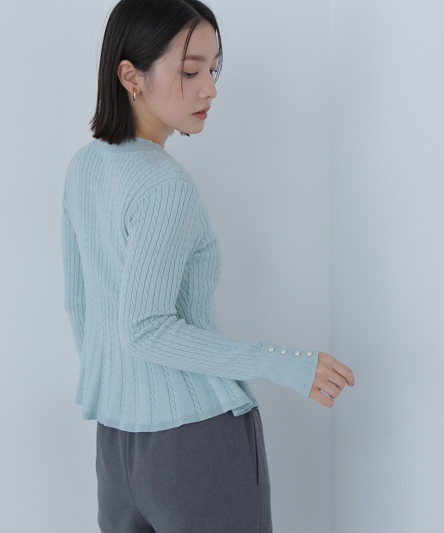  「ケーブルペプラムニット」|ニット・セーター|