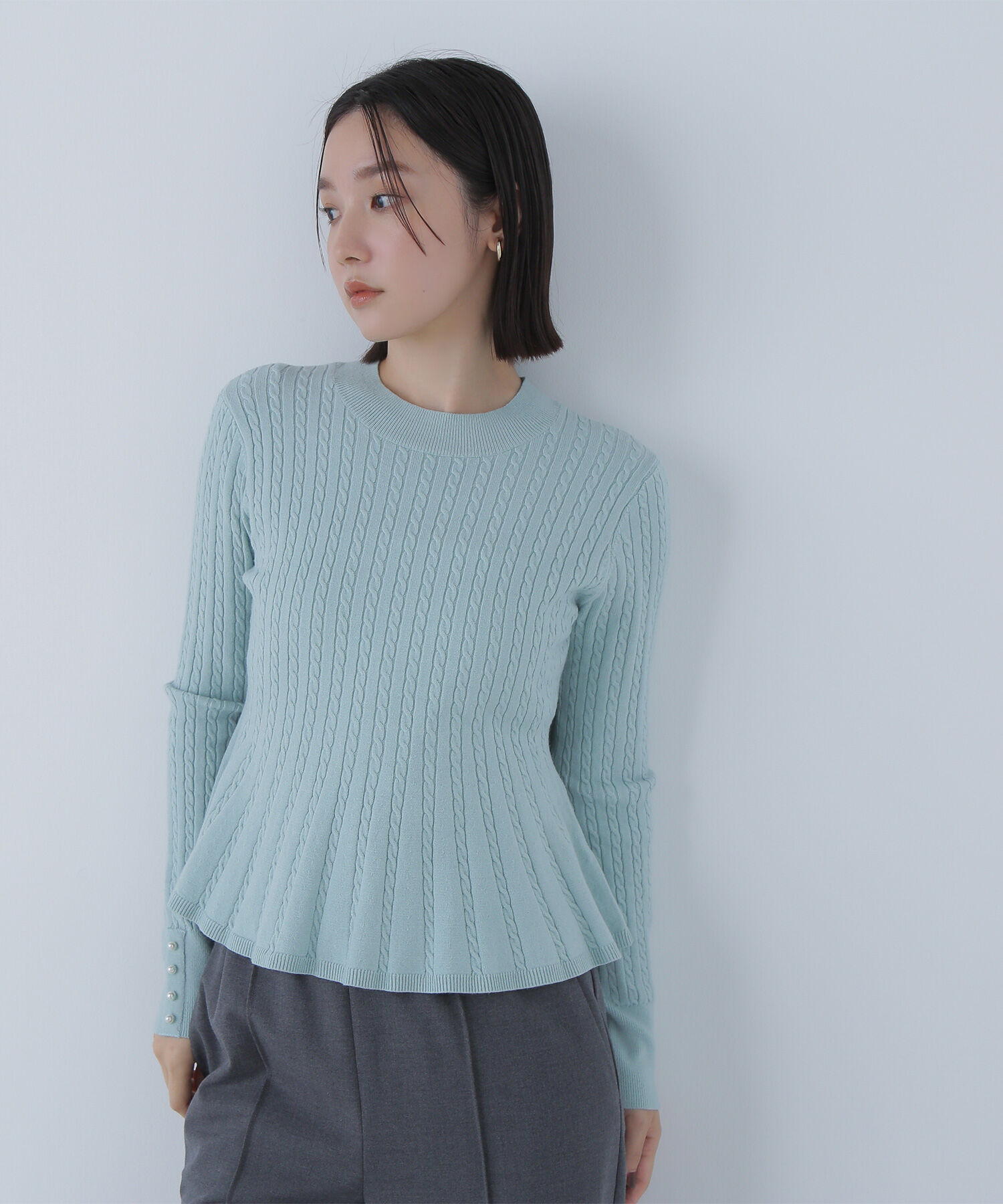  「ケーブルペプラムニット」|ニット・セーター|