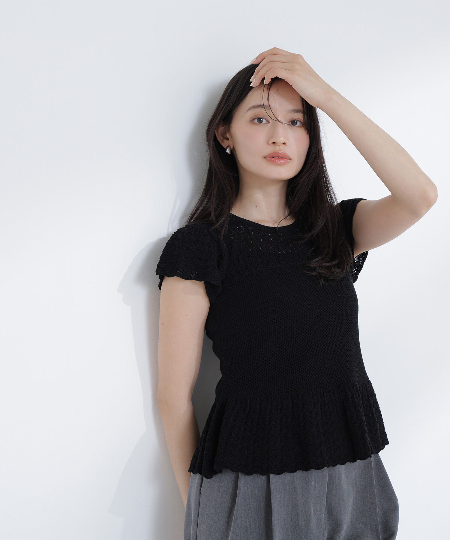  「透かし編みフリルニット」|ニット・セーター|