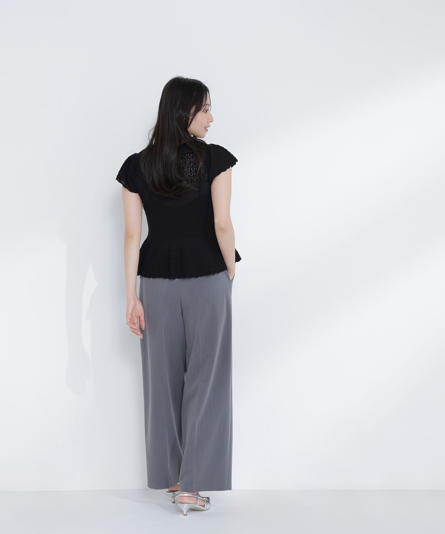  「透かし編みフリルニット」|ニット・セーター|