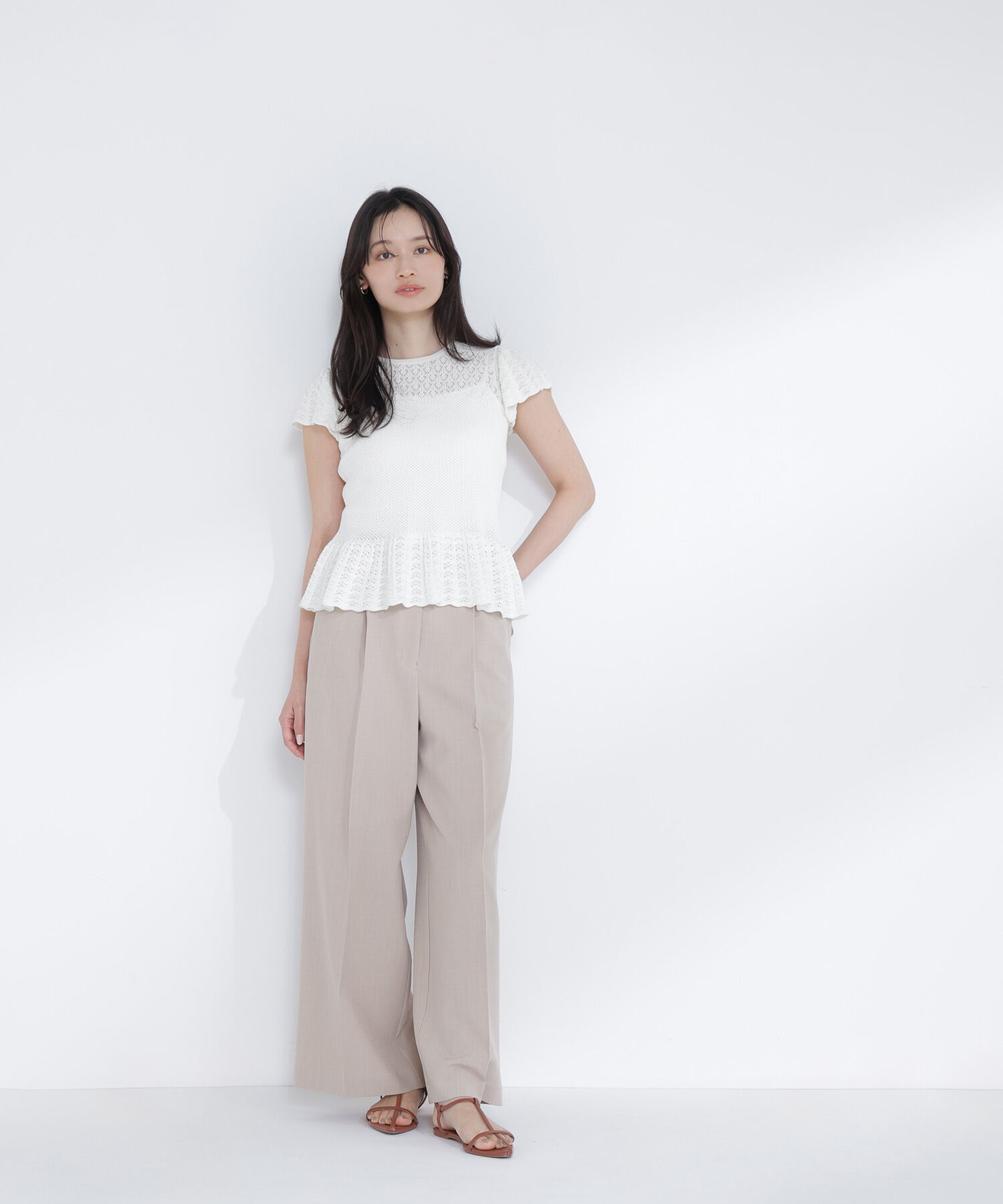  「透かし編みフリルニット」|ニット・セーター|