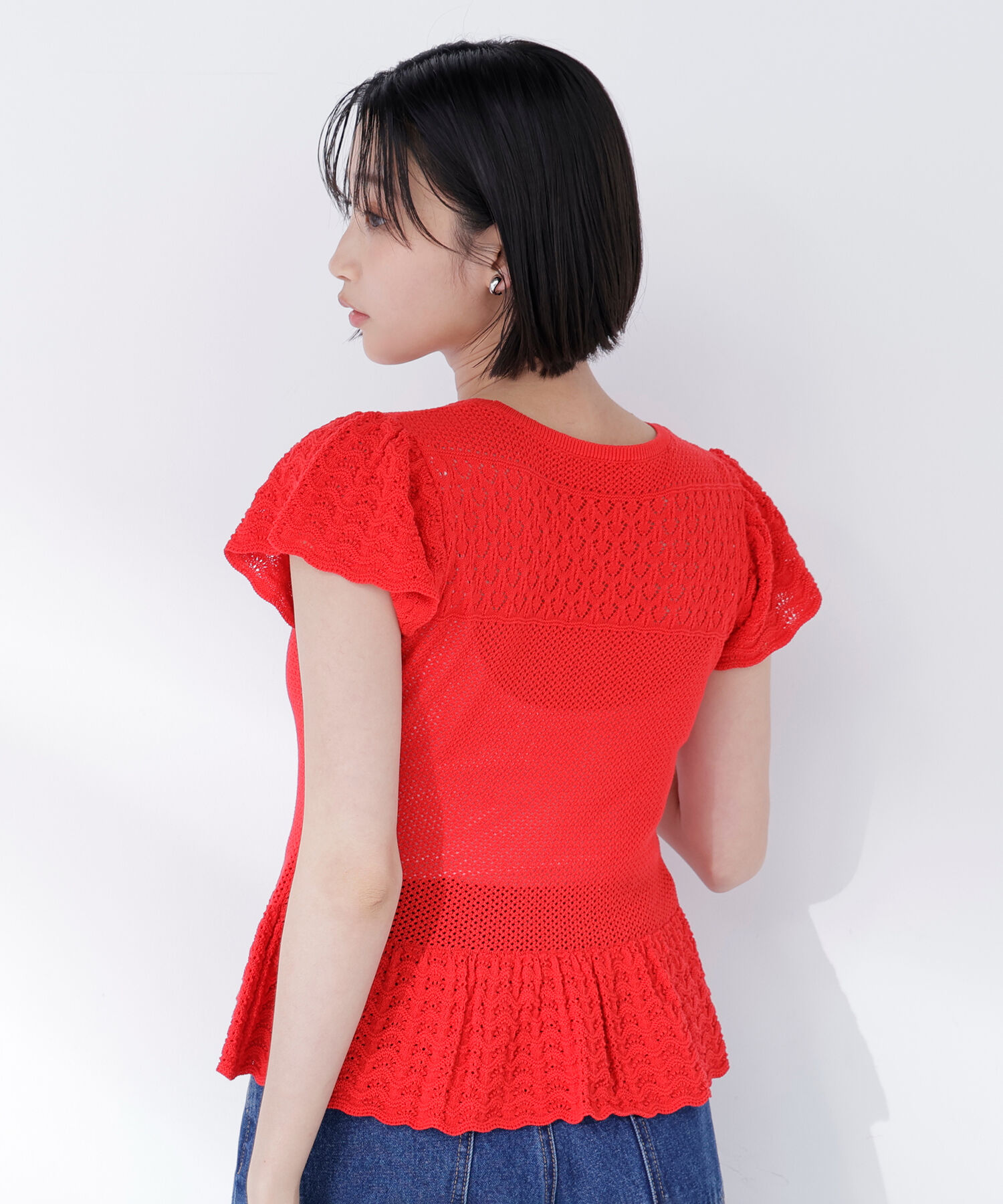  「透かし編みフリルニット」|ニット・セーター|