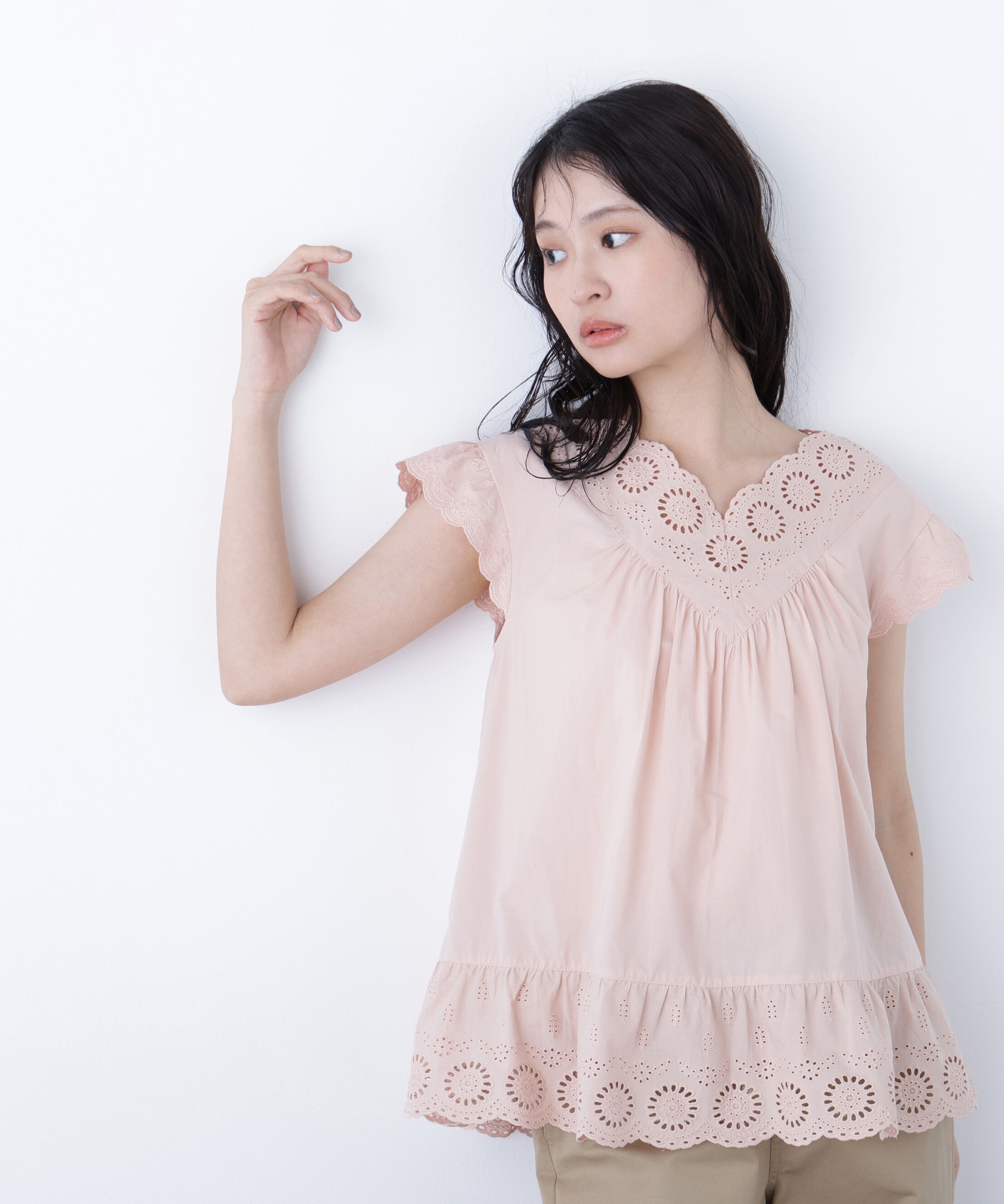  「〈N.〉コットン刺繍ブラウス」|シャツ・ブラウス|ピンク