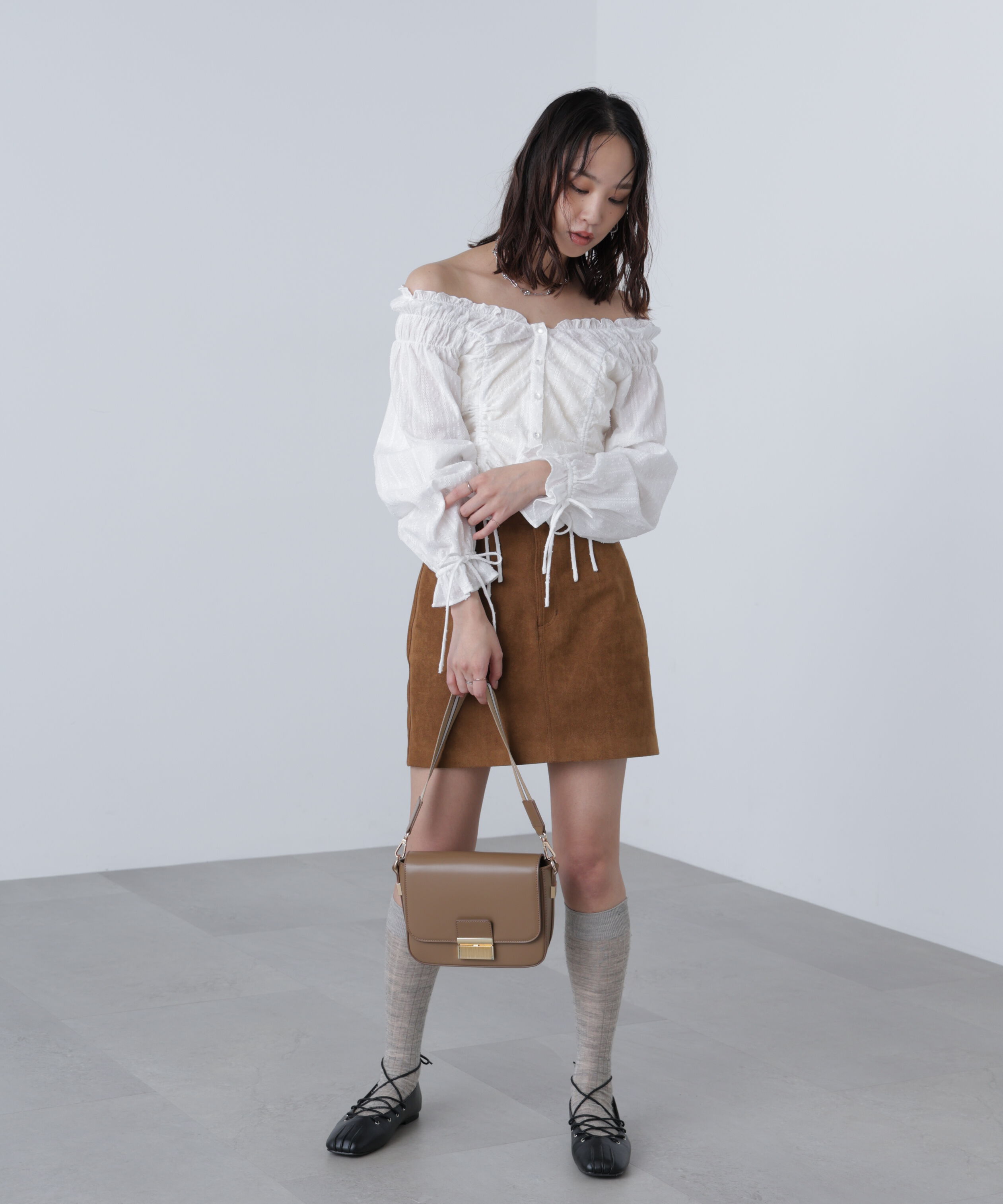  「ドロストリボン長袖ブラウス」|シャツ・ブラウス|