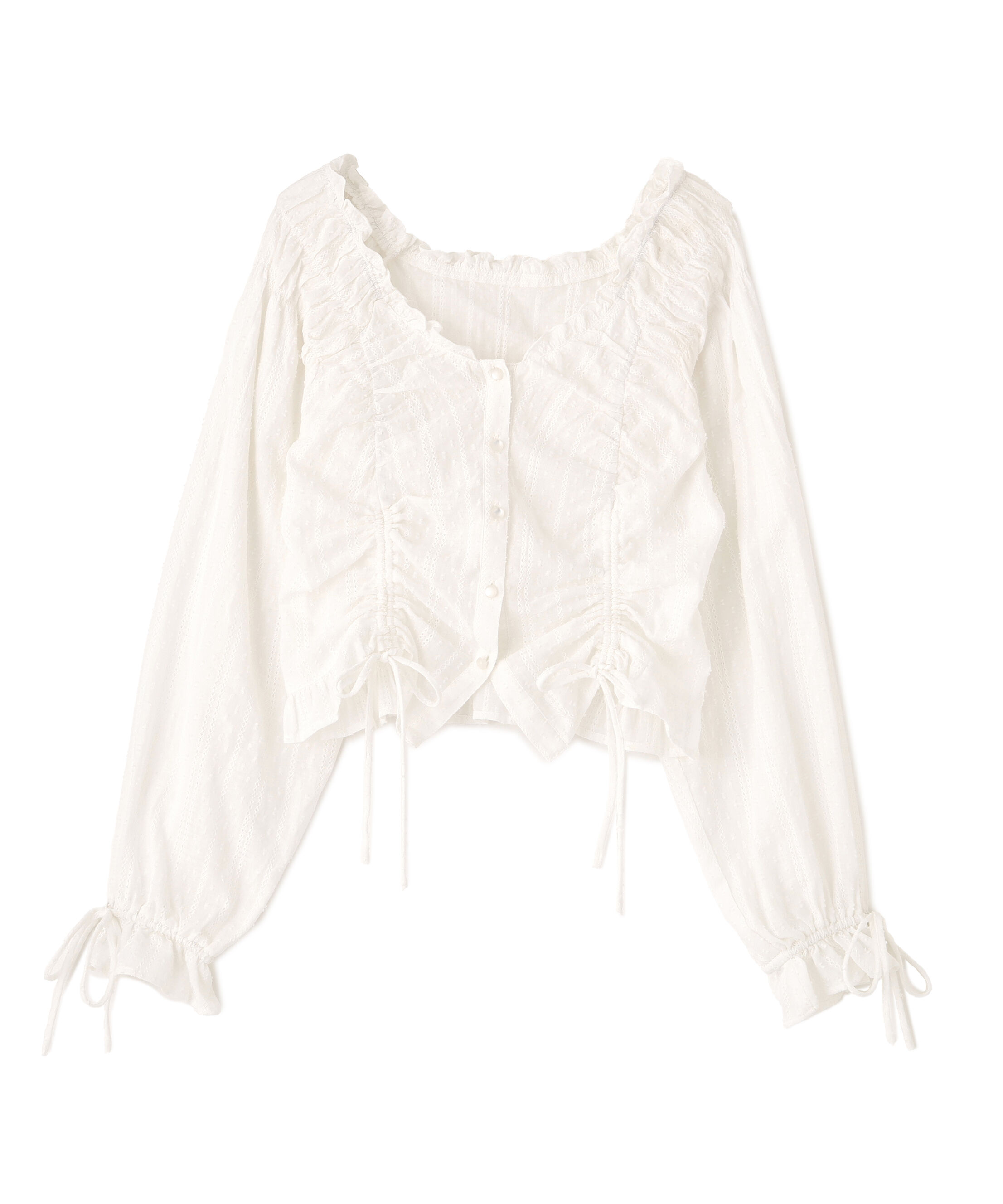  「ドロストリボン長袖ブラウス」|シャツ・ブラウス|