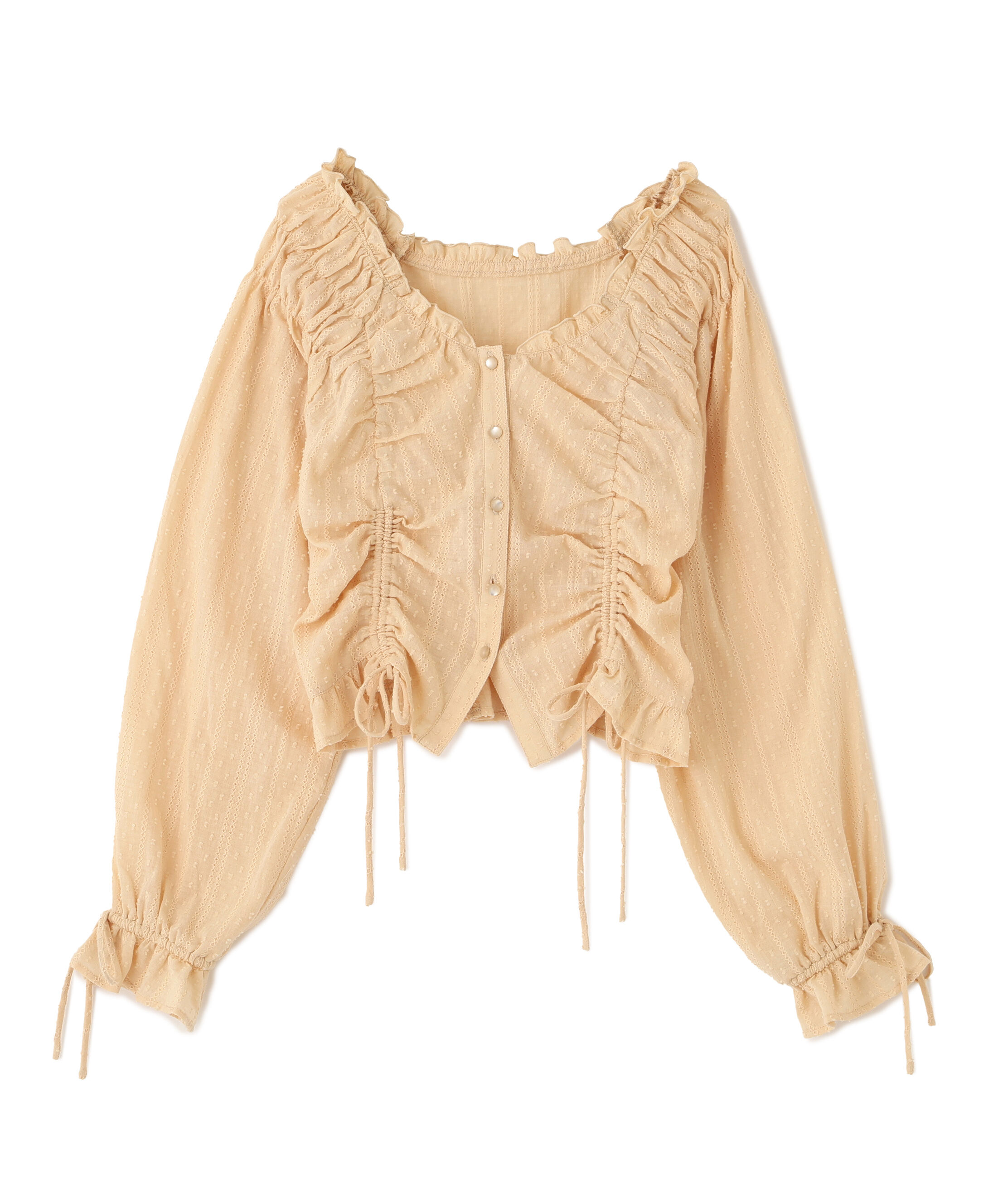  「ドロストリボン長袖ブラウス」|シャツ・ブラウス|