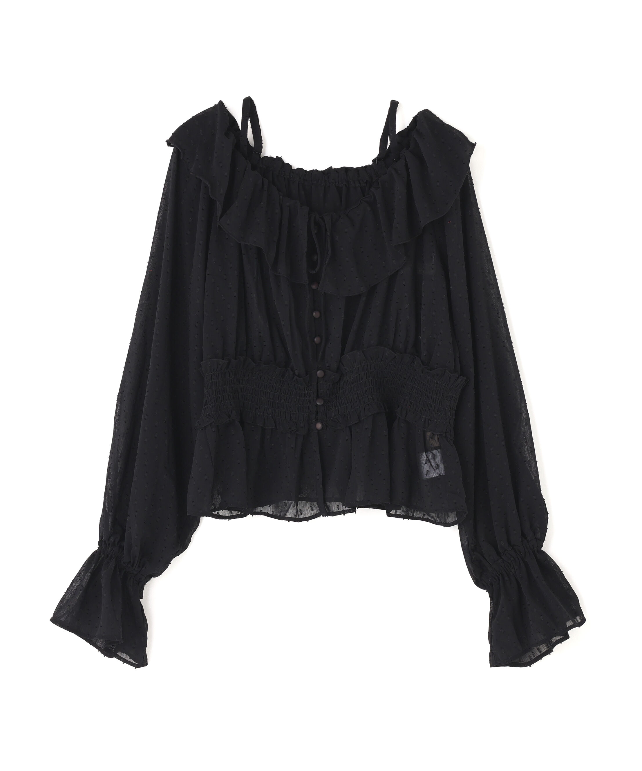  「2wayオフショルフリルブラウス」|シャツ・ブラウス|ブラック