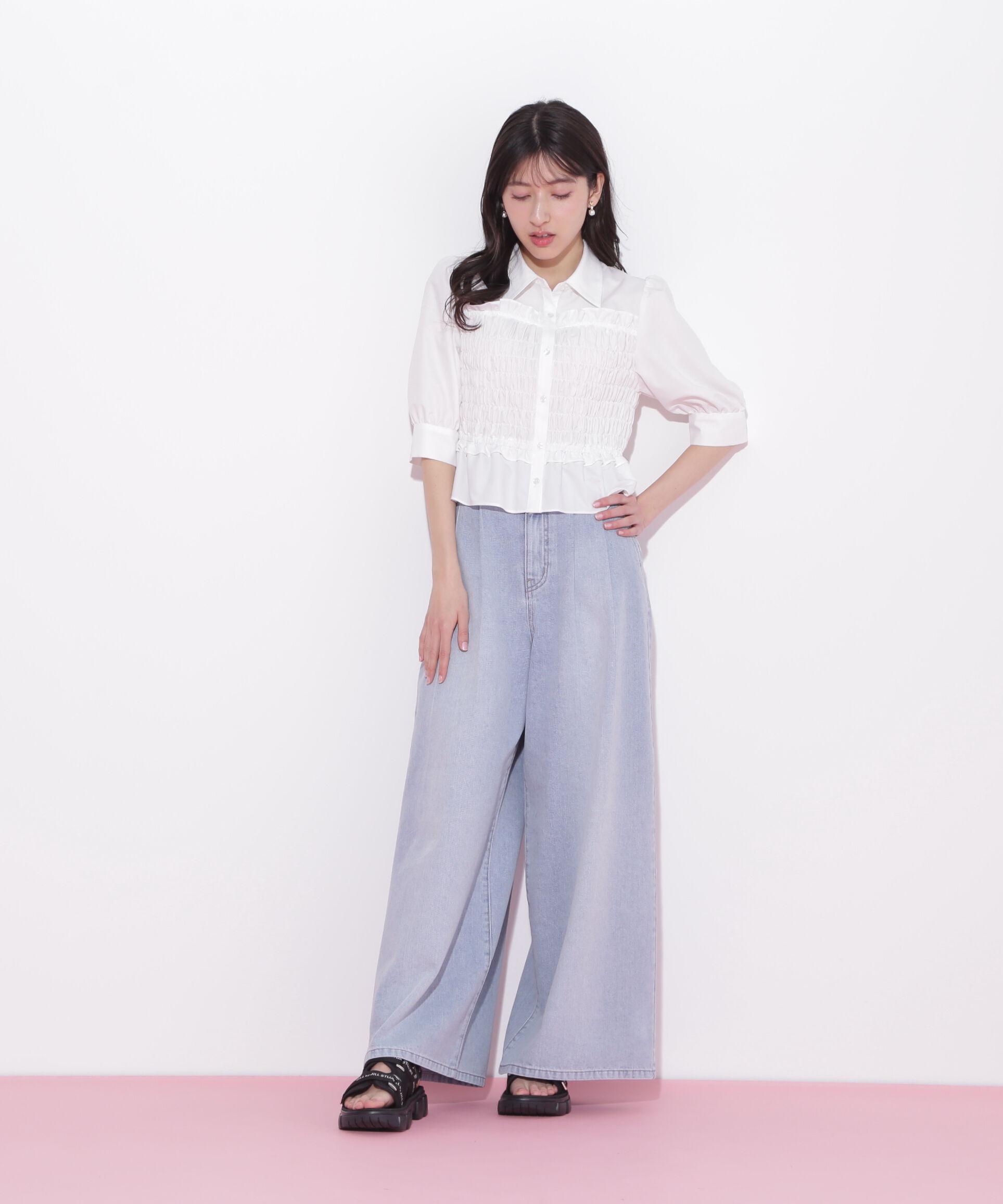  「タックワイドライトデニムパンツ」|その他|