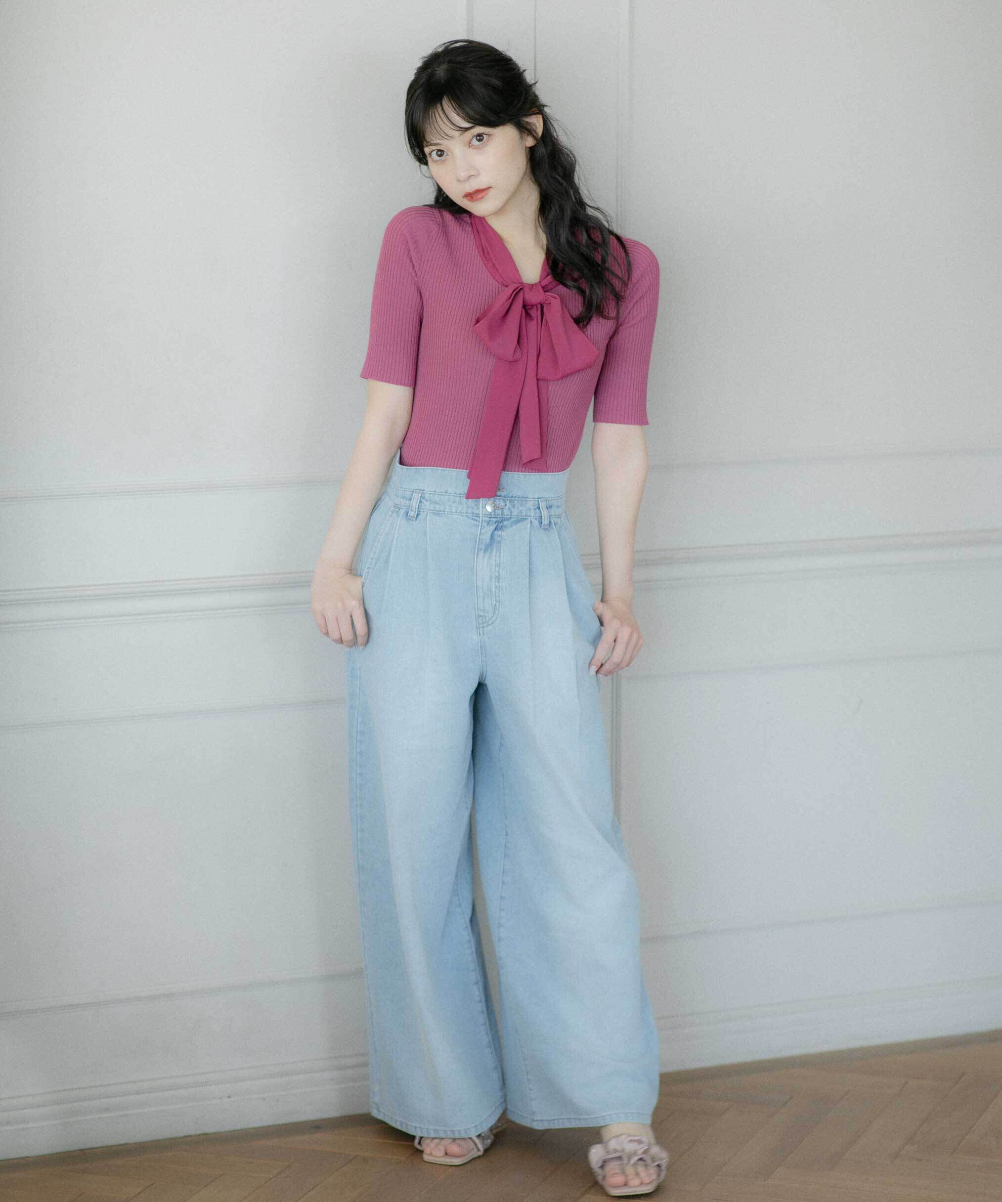  「タックワイドライトデニムパンツ」|その他|