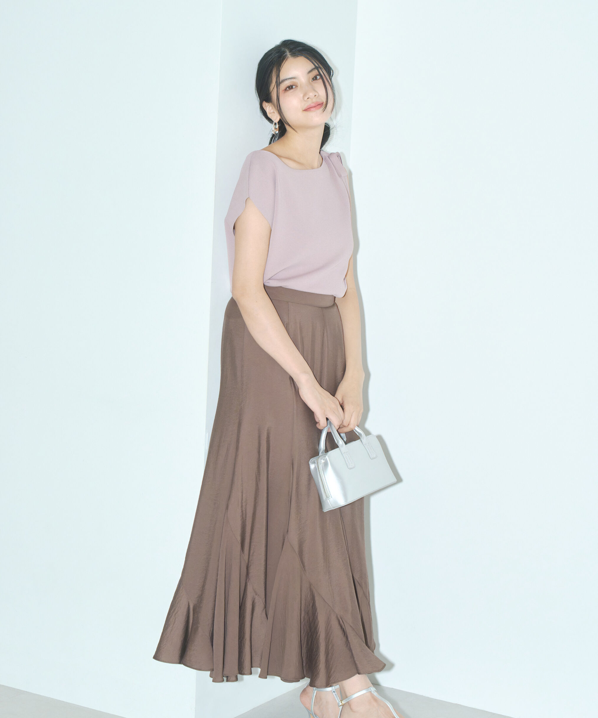 PROPORTION BODY DRESSING「エスカルゴマーメイドフレアスカート」|スカート|ブラウン