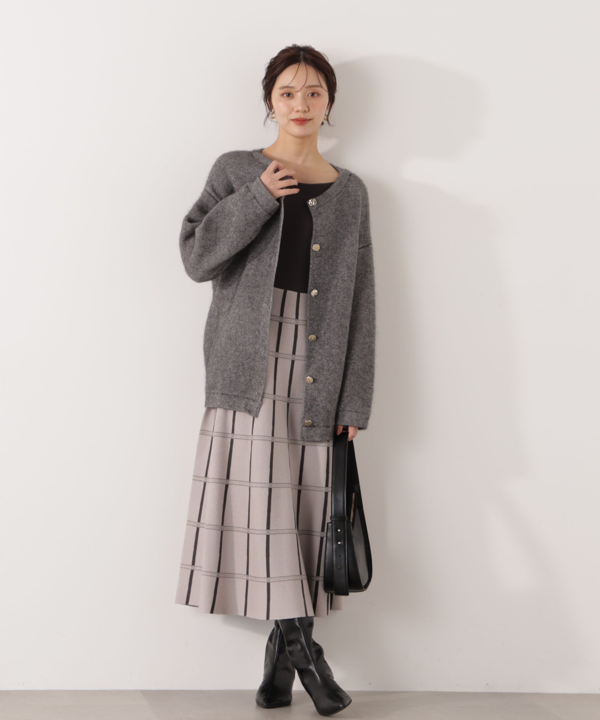 PROPORTION BODY DRESSING「チェック柄ジャガードニットワンピース 25AW」|ワンピース|
