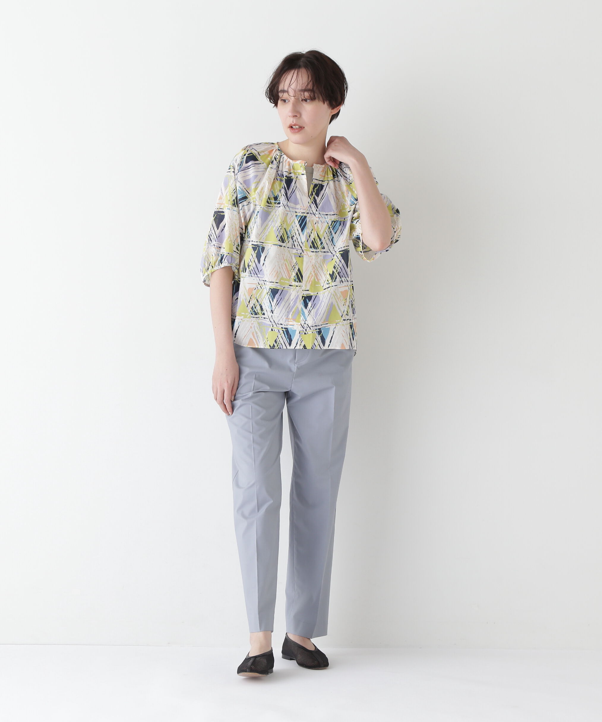  「◆プリントギャザーブラウス」|シャツ・ブラウス|