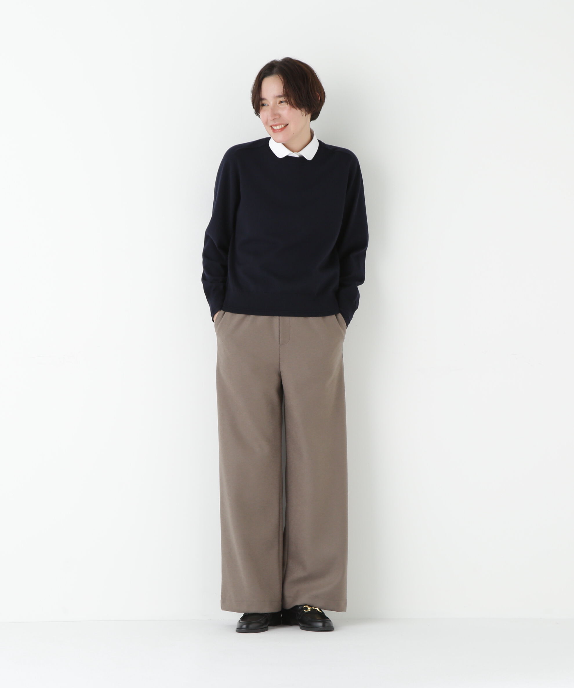  「◆ウールコットンシャツカラーニット」|ニット・セーター|