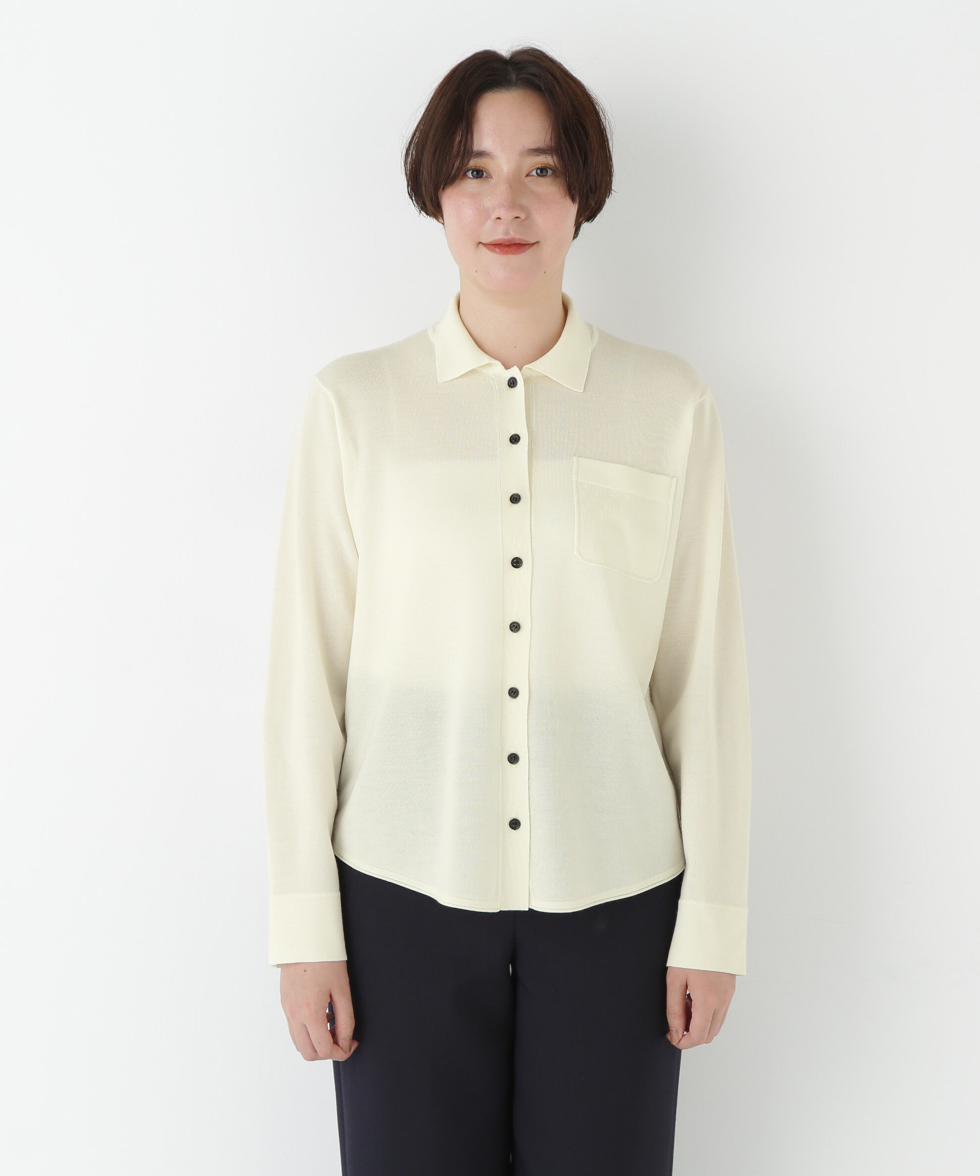  「◆クリアウール混ニットシャツ」|ニット・セーター|