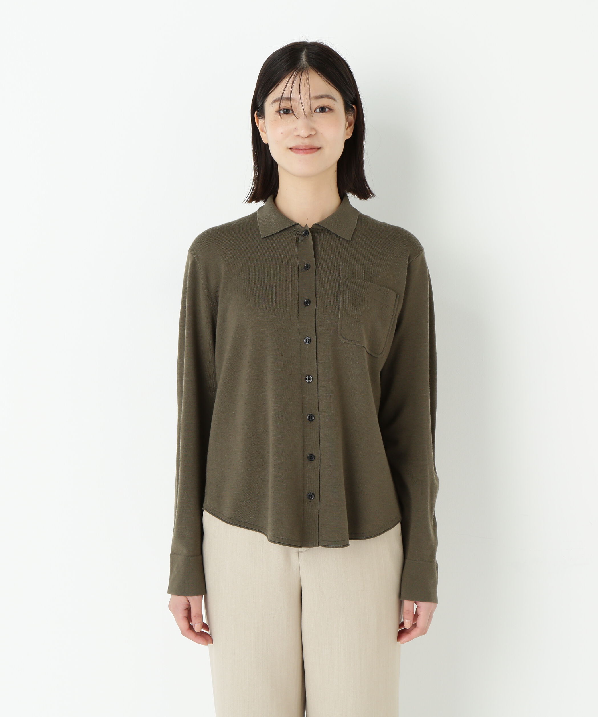  「◆クリアウール混ニットシャツ」|ニット・セーター|