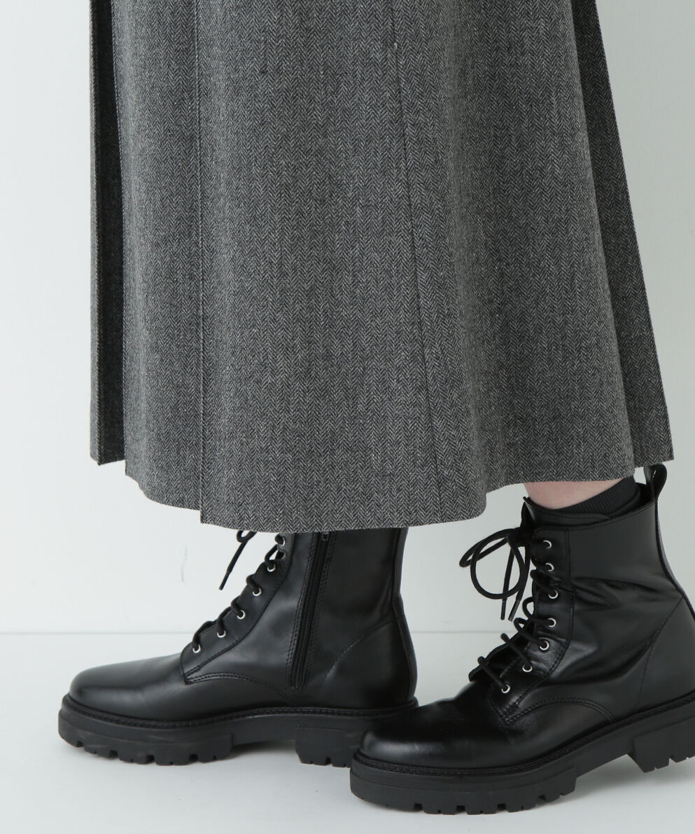  「ヘリンボーンツィードタックスカート」|スカート|