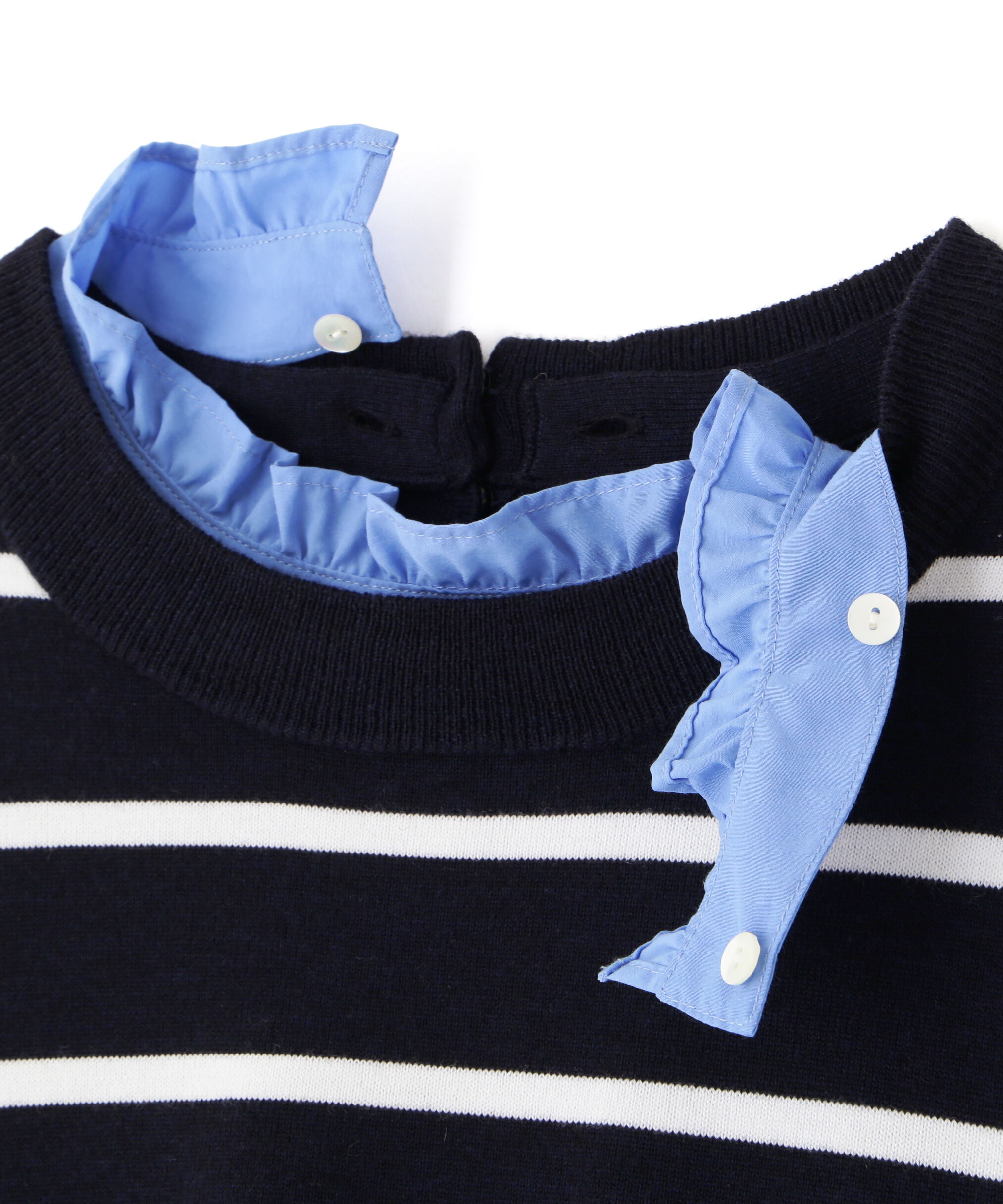  「シャツ地ドッキングプルオーバー」|ニット・セーター|