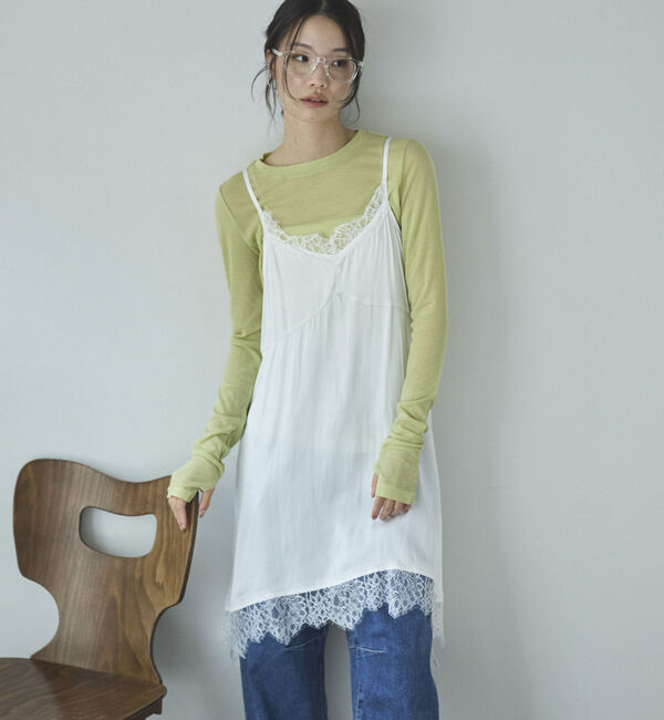 Doux archives「ヴィンテージサテンレースキャミ」|シャツ・ブラウス|OFF WHITE