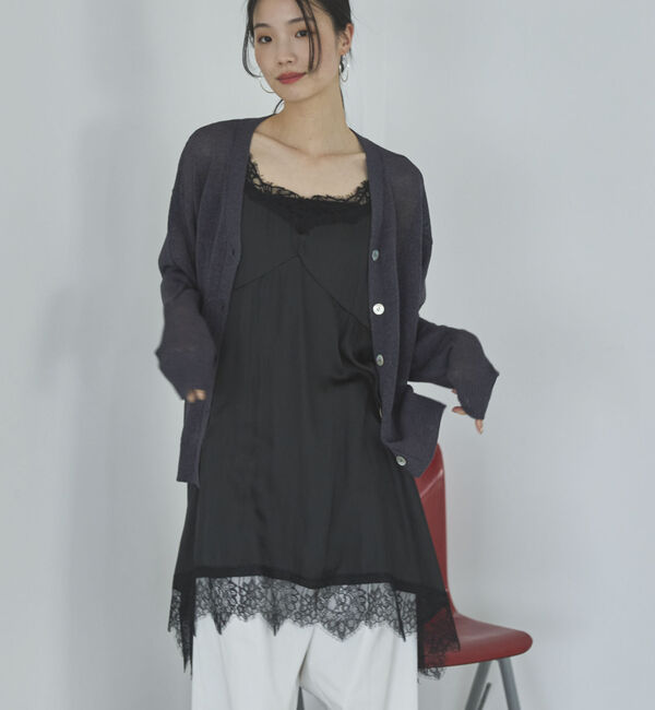 Doux archives「ヴィンテージサテンレースキャミ」|シャツ・ブラウス|BLACK