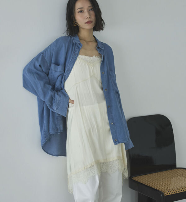 Doux archives「ヴィンテージサテンレースキャミ」|シャツ・ブラウス|IVORY