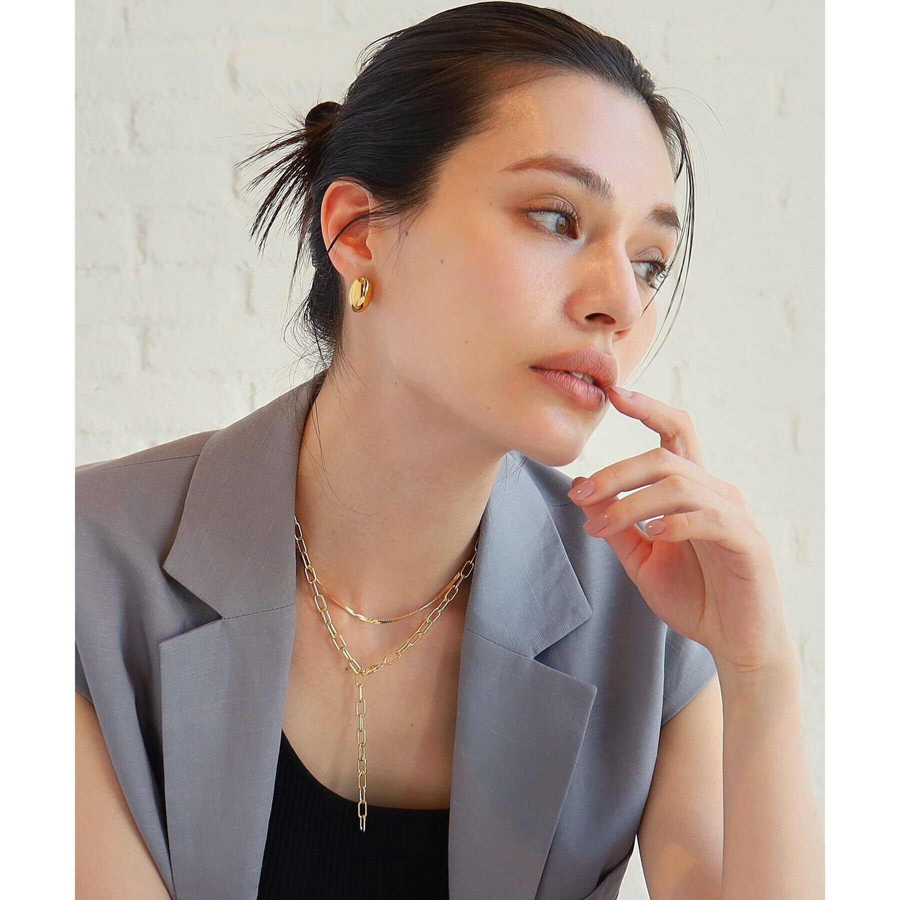 COCOSHNIK ONKITSCH「シルバー デザインチェーン フラットスネークネックレスS GP」|ネックレス|