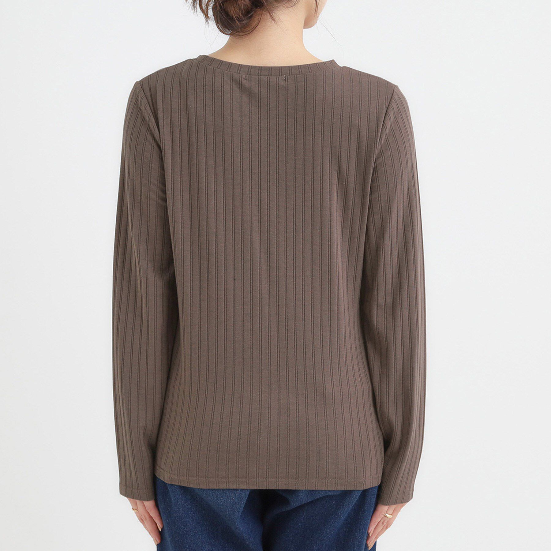 SHOO･LA･RUE「【S-LL】1枚でも、重ね着にも ワイドテレコ クルーネックインナー」|Tシャツ・カットソー|