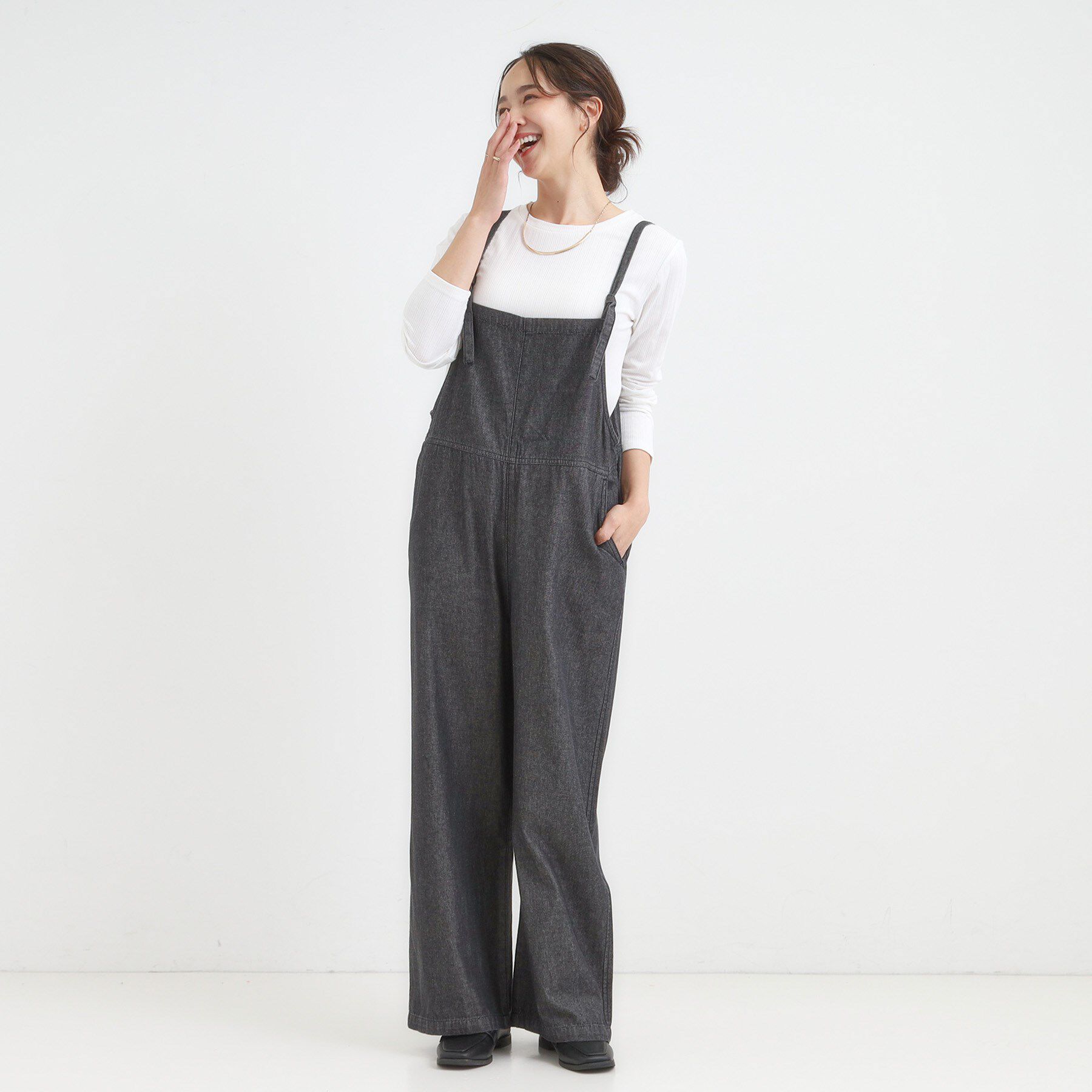 SHOO･LA･RUE「【S-LL】1枚でも、重ね着にも ワイドテレコ クルーネックインナー」|Tシャツ・カットソー|