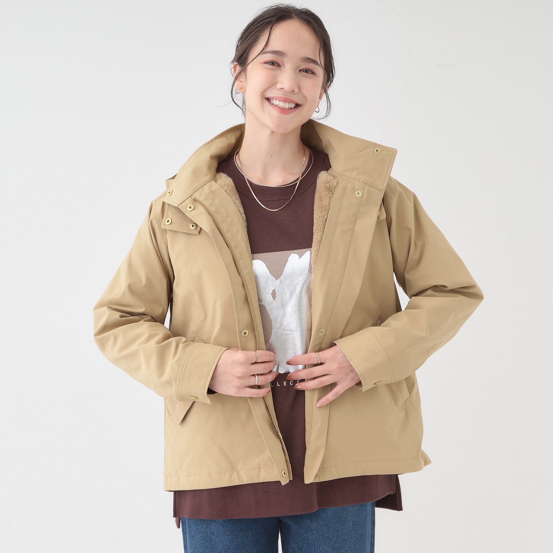 SHOO･LA･RUE「【撥水/マルチWAY】フェイクファーライナー付き 欲張りマンパ」|ブルゾン・スタジャン|