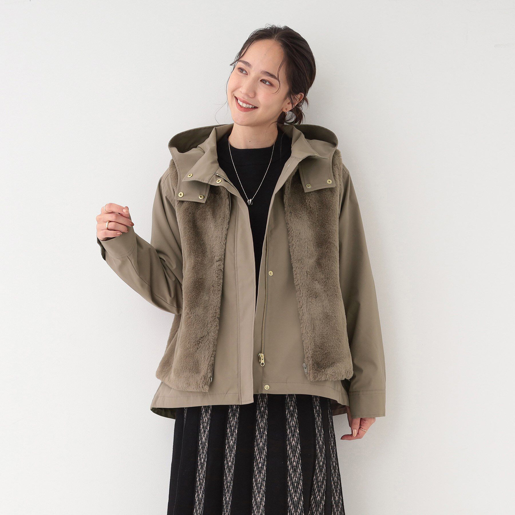 SHOO･LA･RUE「【撥水/マルチWAY】フェイクファーライナー付き 欲張りマンパ」|ブルゾン・スタジャン|