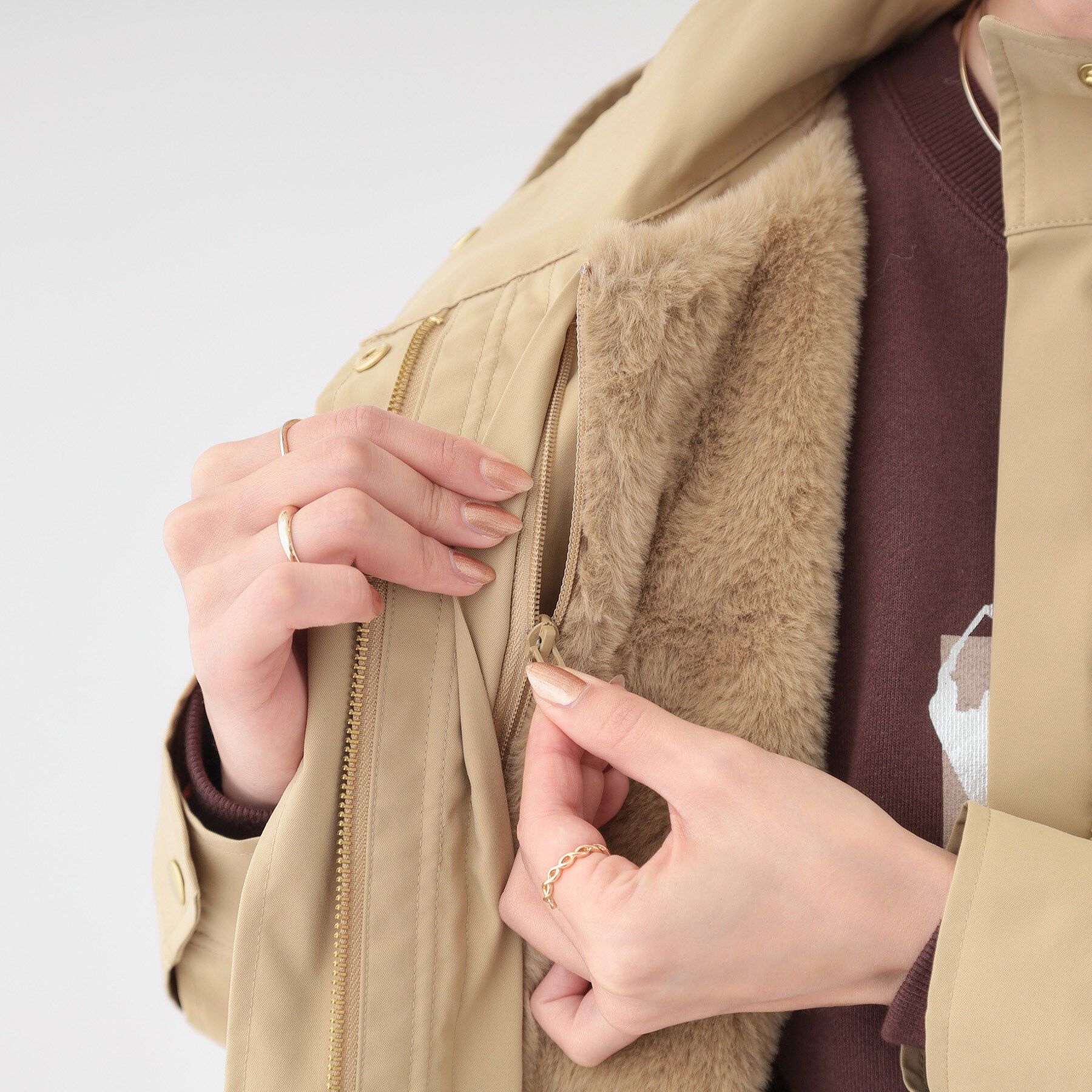 SHOO･LA･RUE「【撥水/マルチWAY】フェイクファーライナー付き 欲張りマンパ」|ブルゾン・スタジャン|