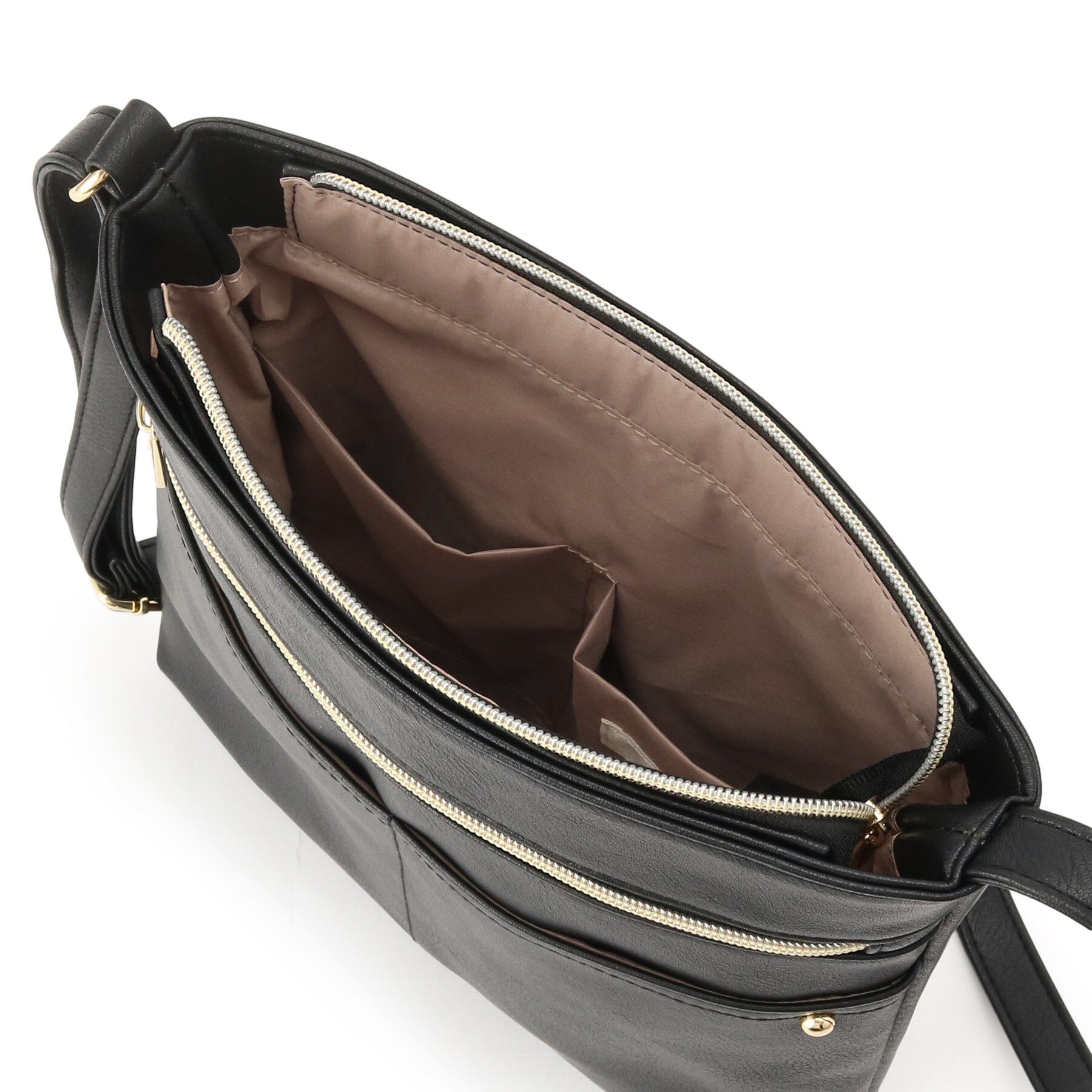 SHOO･LA･RUE「スマートながらしっかり入る アオリポケットが魅力のショルダーバッグ」|ショルダー・メッセンジャー|