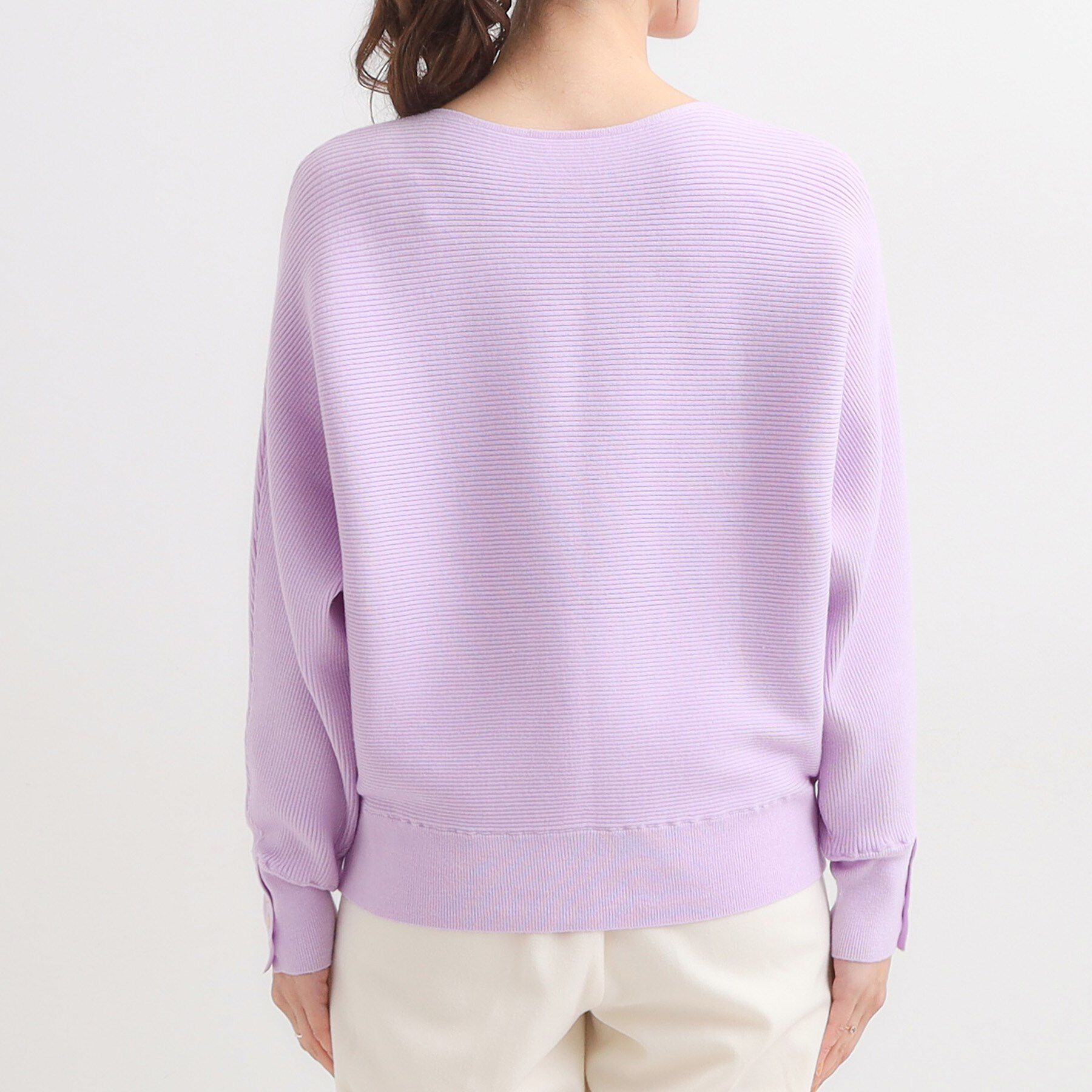 SHOO･LA･RUE「【洗濯機可/体型カバー】お袖ボタン リブドルマンニット」|ニット・セーター|