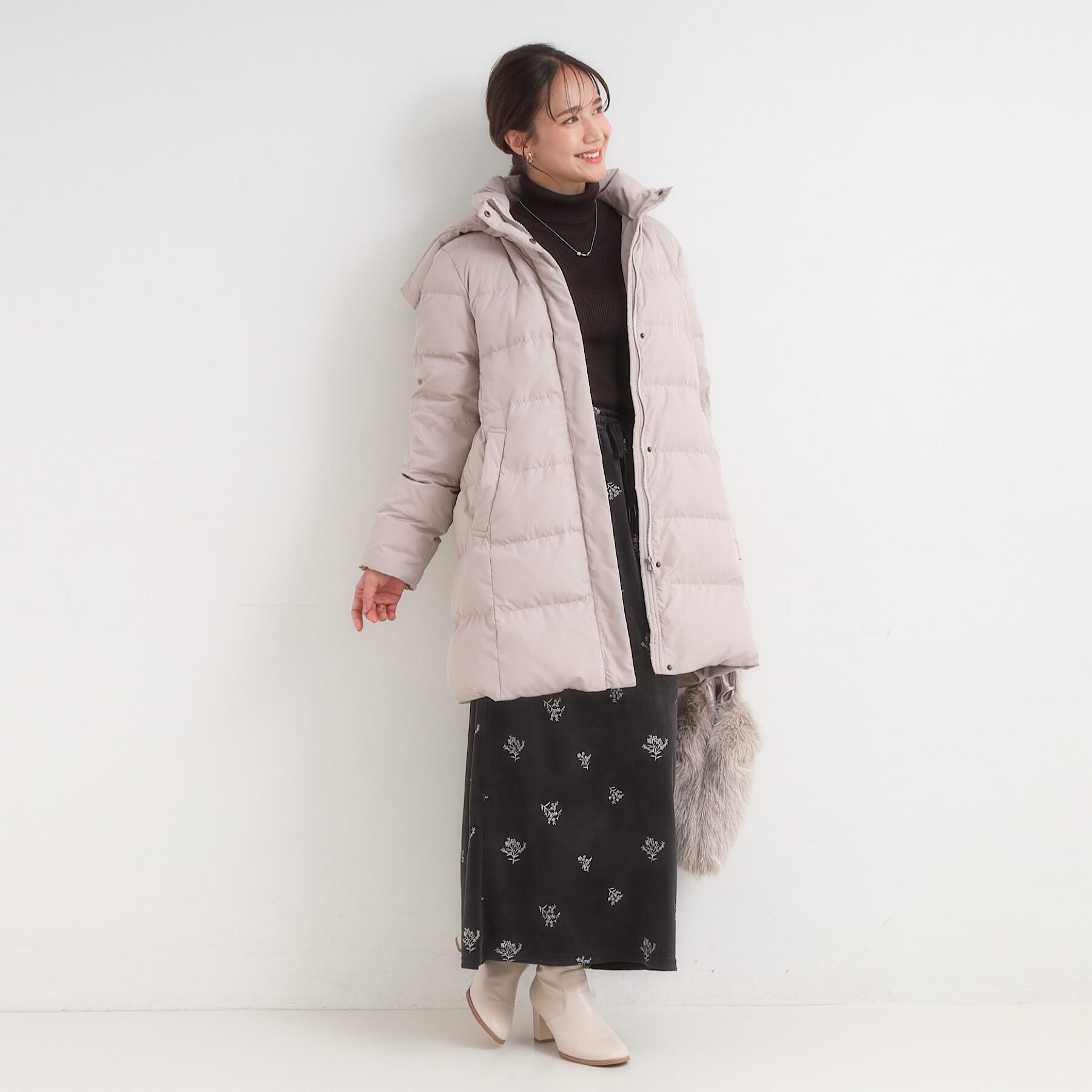 SHOO･LA･RUE「【洗濯機可/撥水】フェイクファーフード ロングダウン」|ダウン|