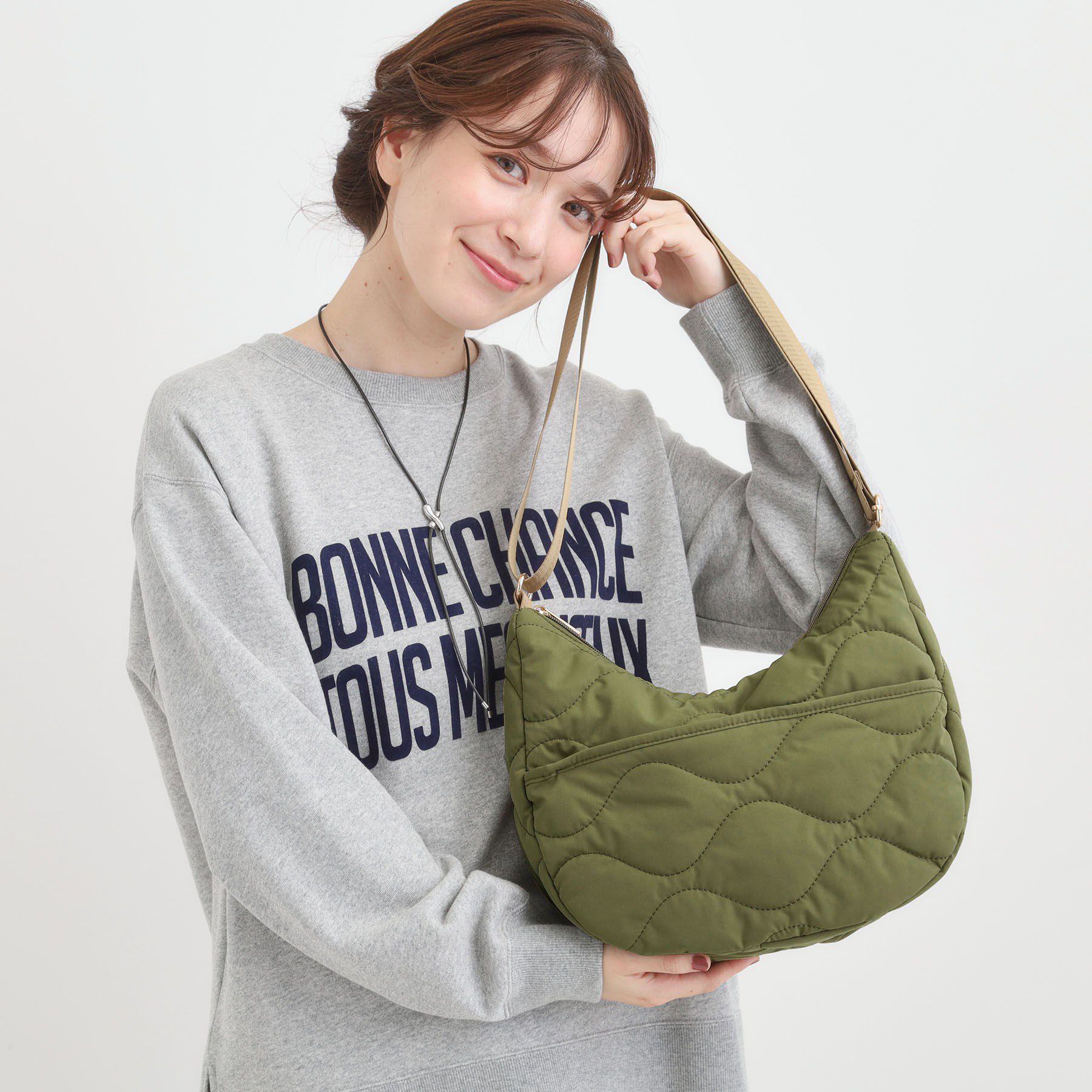 SHOO･LA･RUE「ひょうたんキルトショルダーバッグ」|ショルダー・メッセンジャー|カーキ(027)