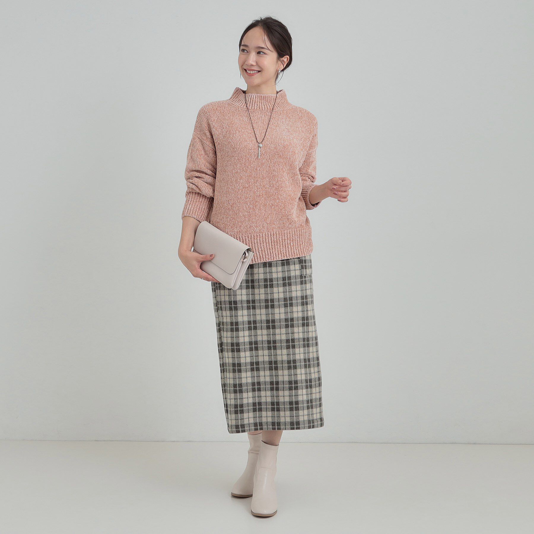 SHOO･LA･RUE「【S-LL】ほんのりラメで女性らしい ベロアモールモックネックニット」|ニット・セーター|